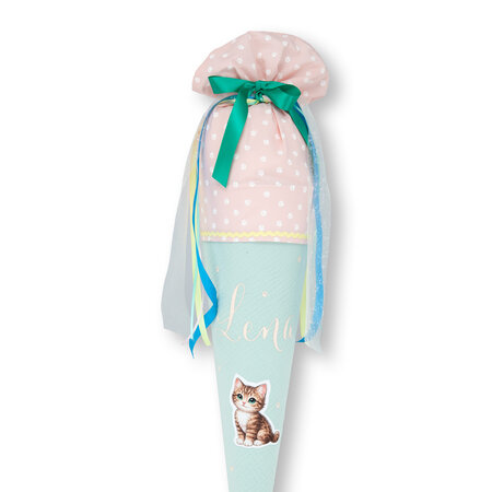 crêpes suzette Schultüte aus Stoff mit Katzenmotiv | Schultüte mit Namen