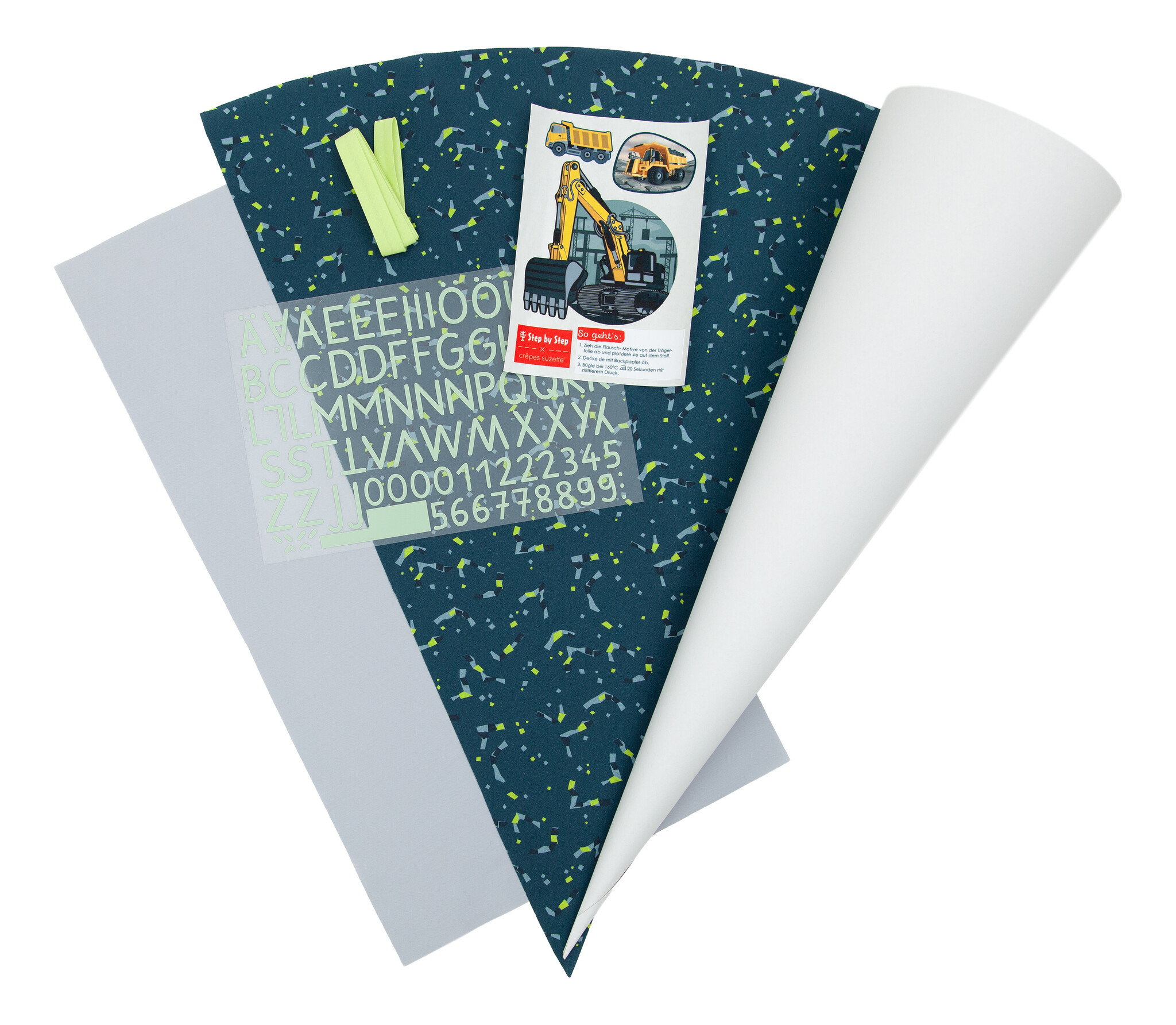 crêpes suzette Nähset für Stoffschultüte Bagger Rocco – Step by Step x crêpes suzette | Schultüte selber nähen – Nähset Bagger Rocco