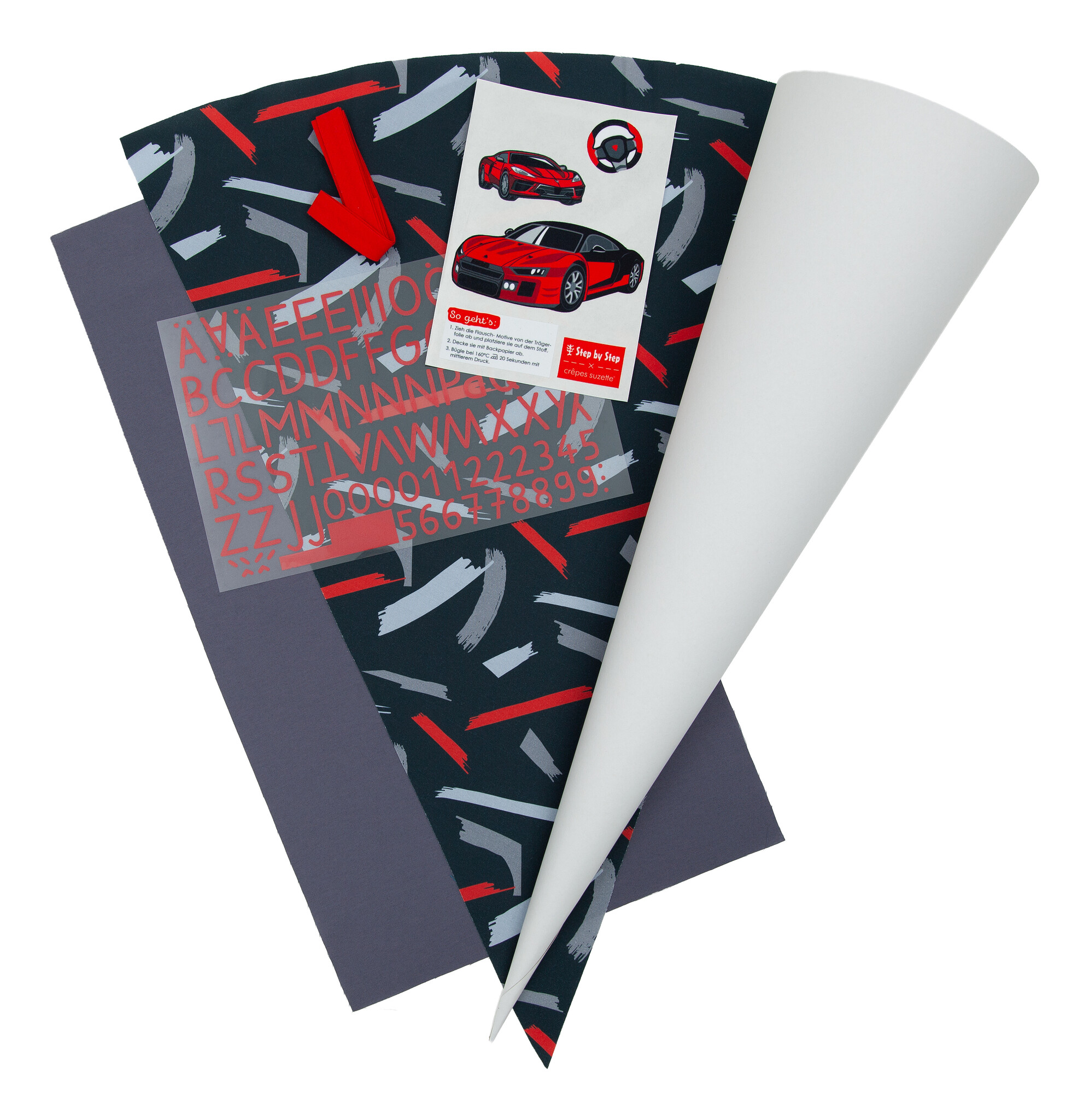 crêpes suzette Nähset für Stoffschultüte Sports Car Mick – Step by Step x crêpes suzette | Schultüte selber nähen – Nähset Sports Car Mick