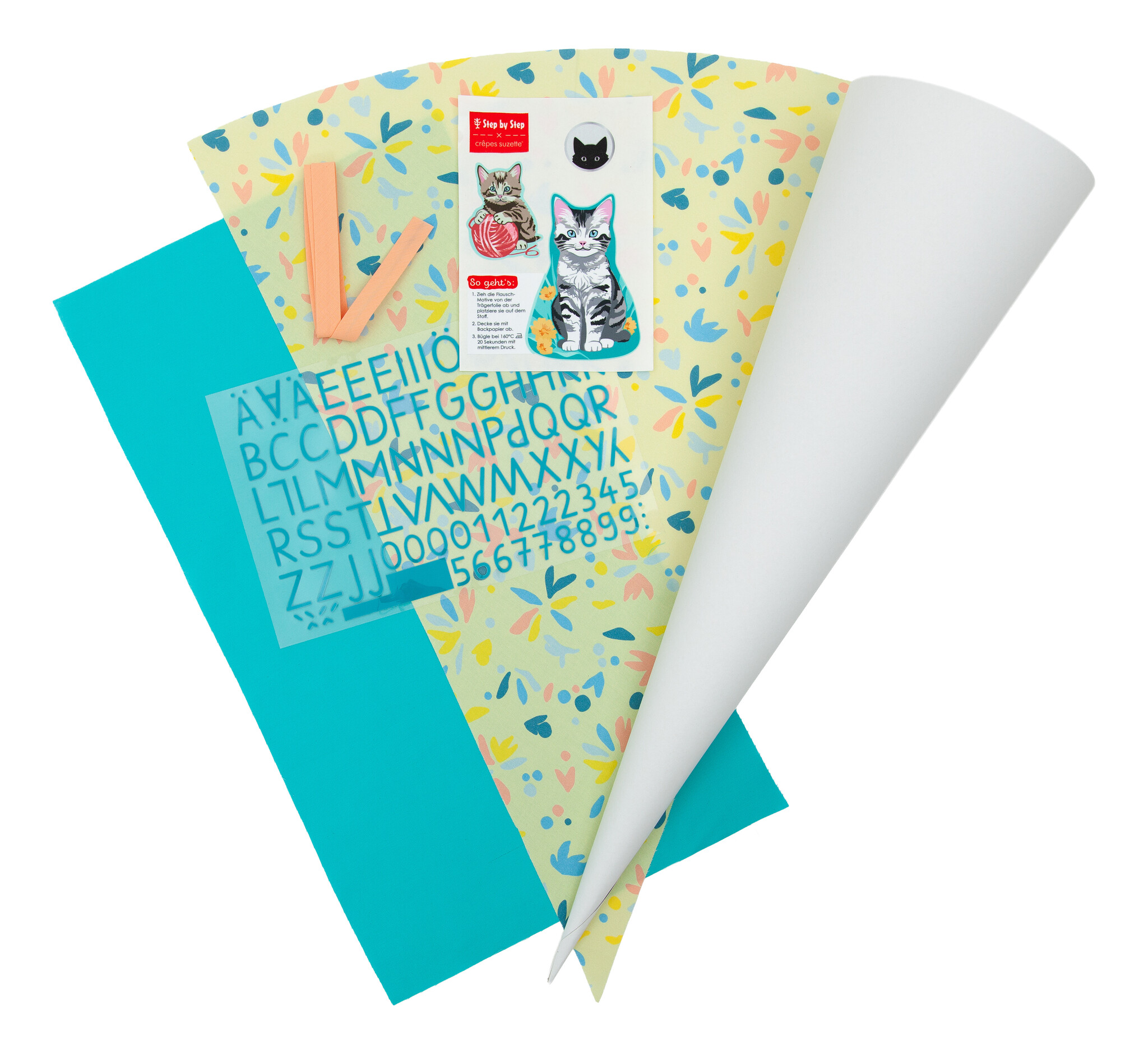 crêpes suzette Nähset für Stoffschultüte Cat Lilly – Step by Step x crêpes suzette | Schultüte selber nähen – Nähset Cat Lilly