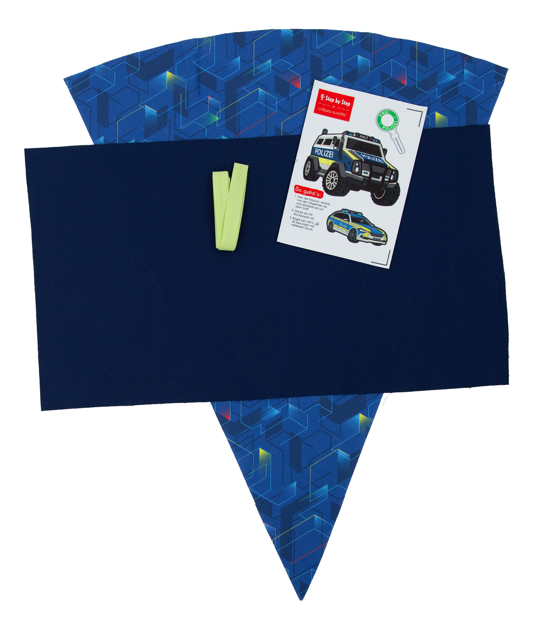 crêpes suzette Nähset für Stoffschultüte Police Truck Charly 2026 – Step by Step x crêpes suzette | Schultüte selber nähen – Nähset Police Truck Charly