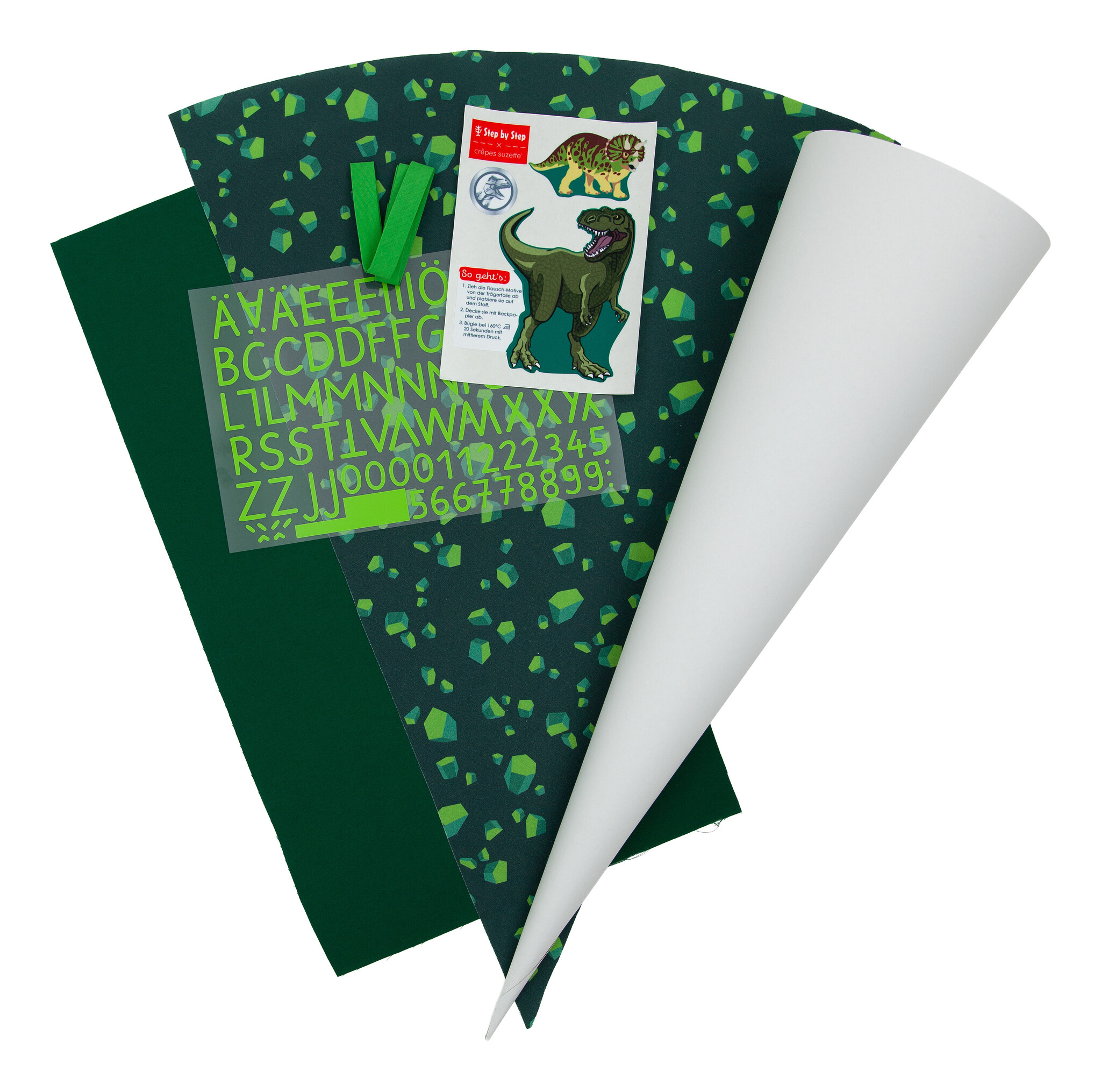 crêpes suzette Nähset für Stoffschultüte Dino Targo – Step by Step x crêpes suzette | Schultüte selber nähen – Nähset Dino Targo