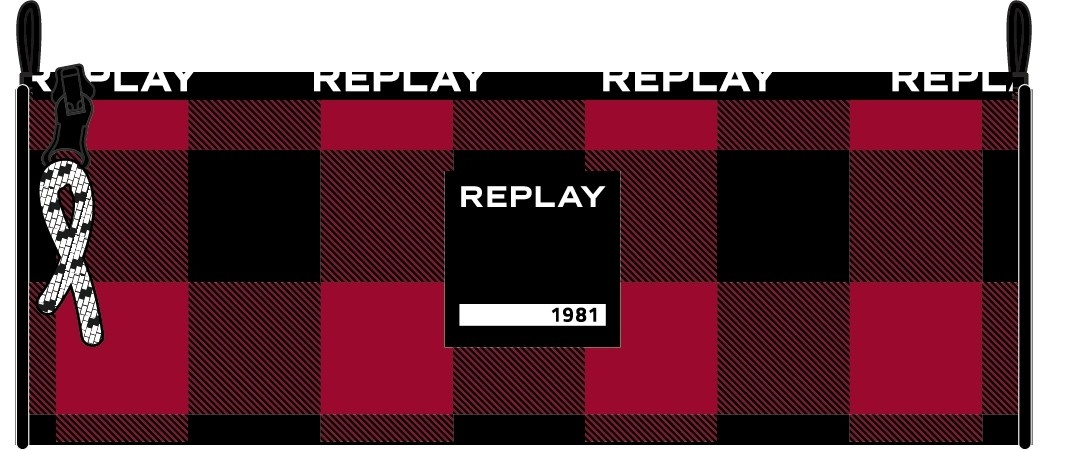 REPLAY ETUI REPLAY BOYS, BLACK WITH RED CHECK: 8X23X8 CM