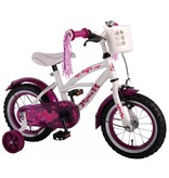Volare Heart Cruiser Children's Bicycle - Girls - 12 inch - White/Purple