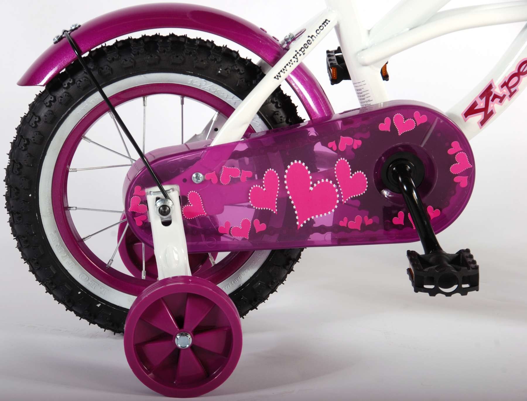 Volare Heart Cruiser Children's Bicycle - Girls - 12 inch - White/Purple