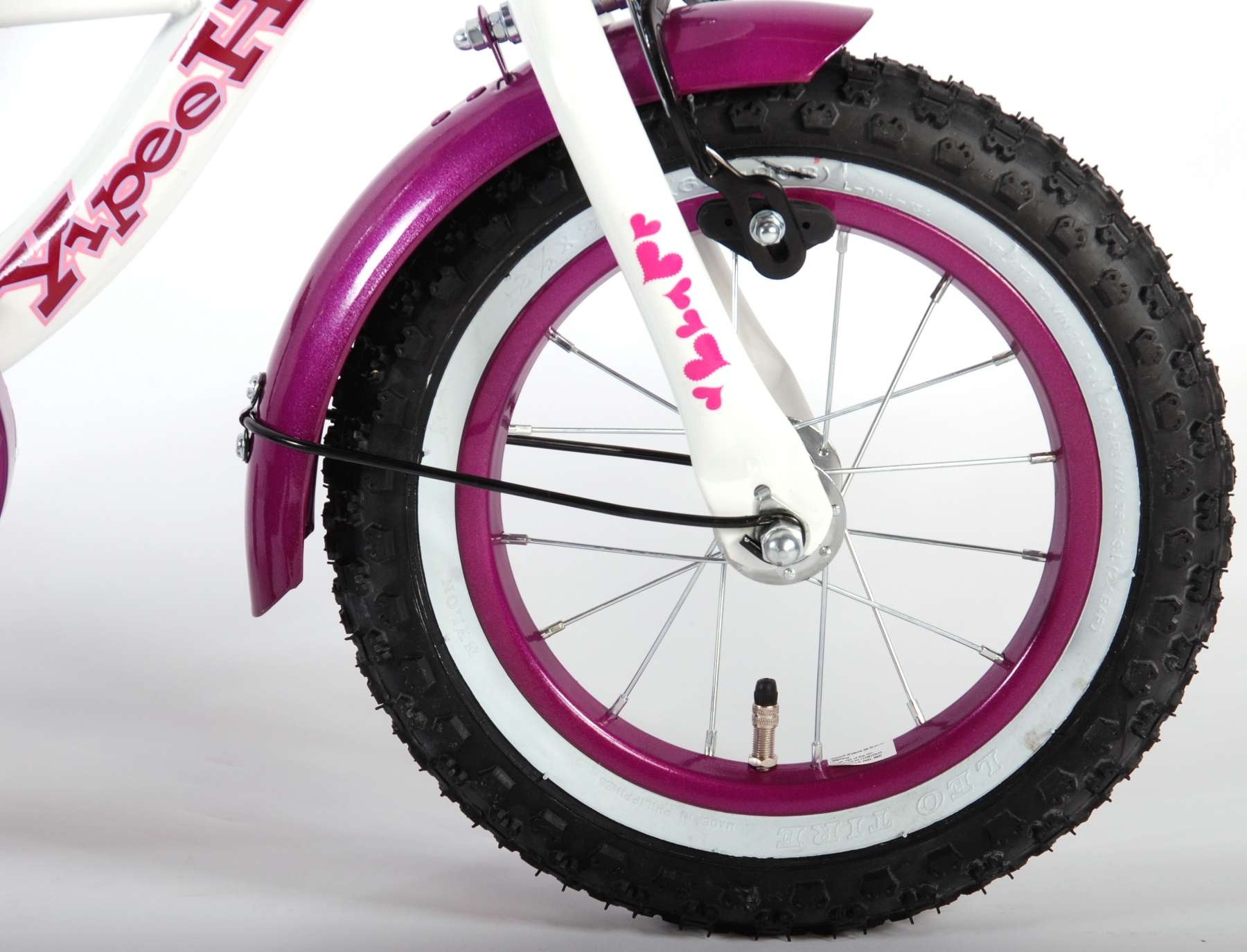 Volare Heart Cruiser Children's Bicycle - Girls - 12 inch - White/Purple