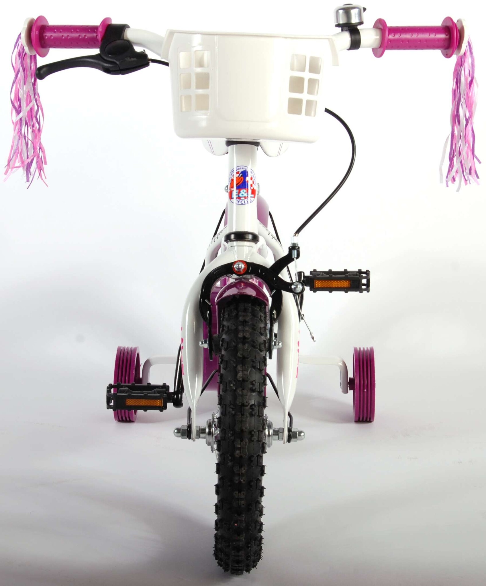 Volare Heart Cruiser Children's Bicycle - Girls - 12 inch - White/Purple