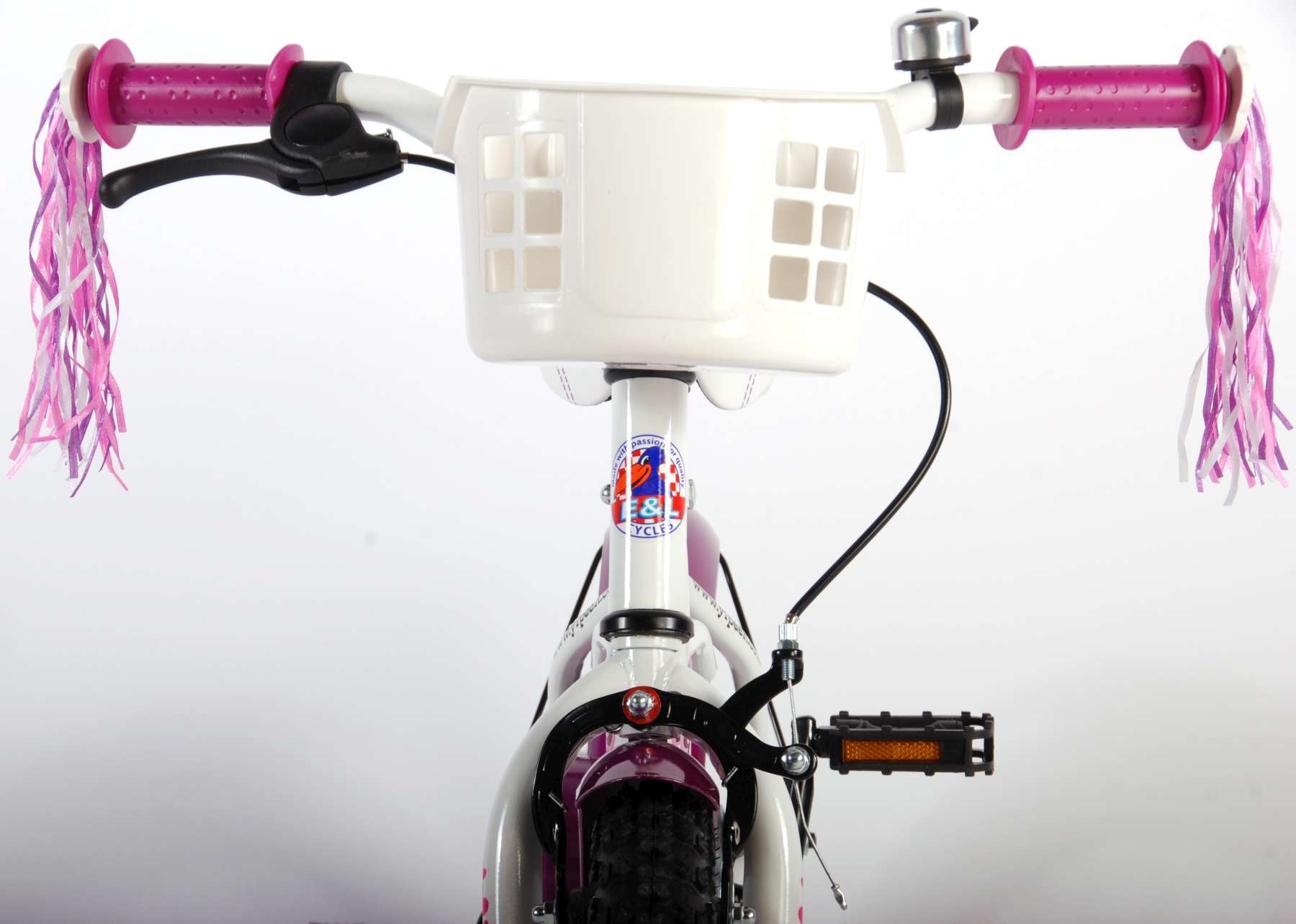 Volare Heart Cruiser Children's Bicycle - Girls - 12 inch - White/Purple