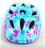 Volare Kinder Fietshelm - XS - Blauw Roze Bloemetjes - 47-51 cm - extra klein model