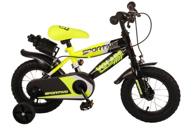 Volare Sportivo Children's Bicycle - Boys - 12 inch - Neon Yellow Black - Two handbrakes - 95% assembled