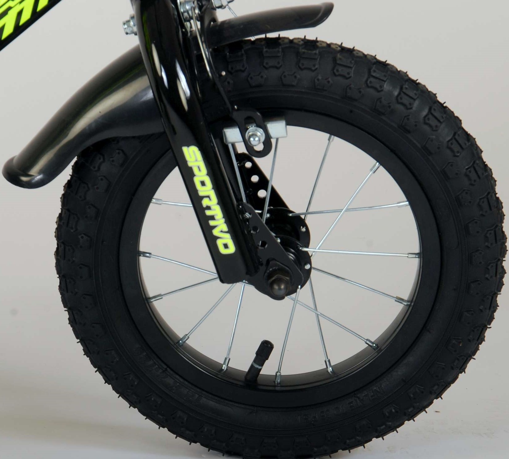 Volare Sportivo Children's Bicycle - Boys - 12 inch - Neon Yellow Black - Two handbrakes - 95% assembled