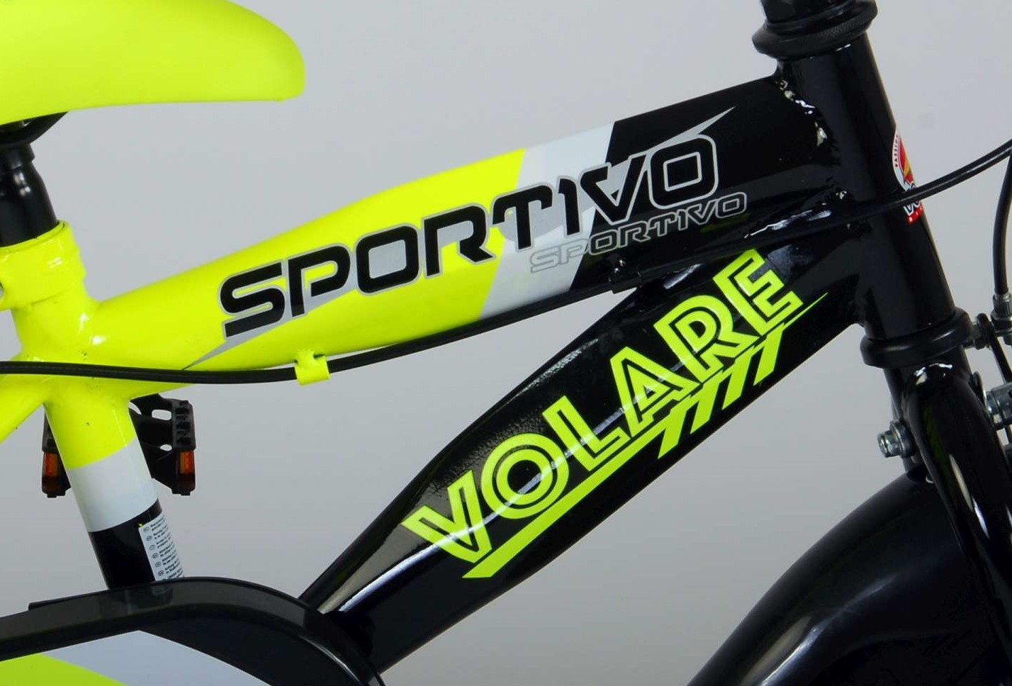 Volare Sportivo Children's Bicycle - Boys - 12 inch - Neon Yellow Black - Two handbrakes - 95% assembled