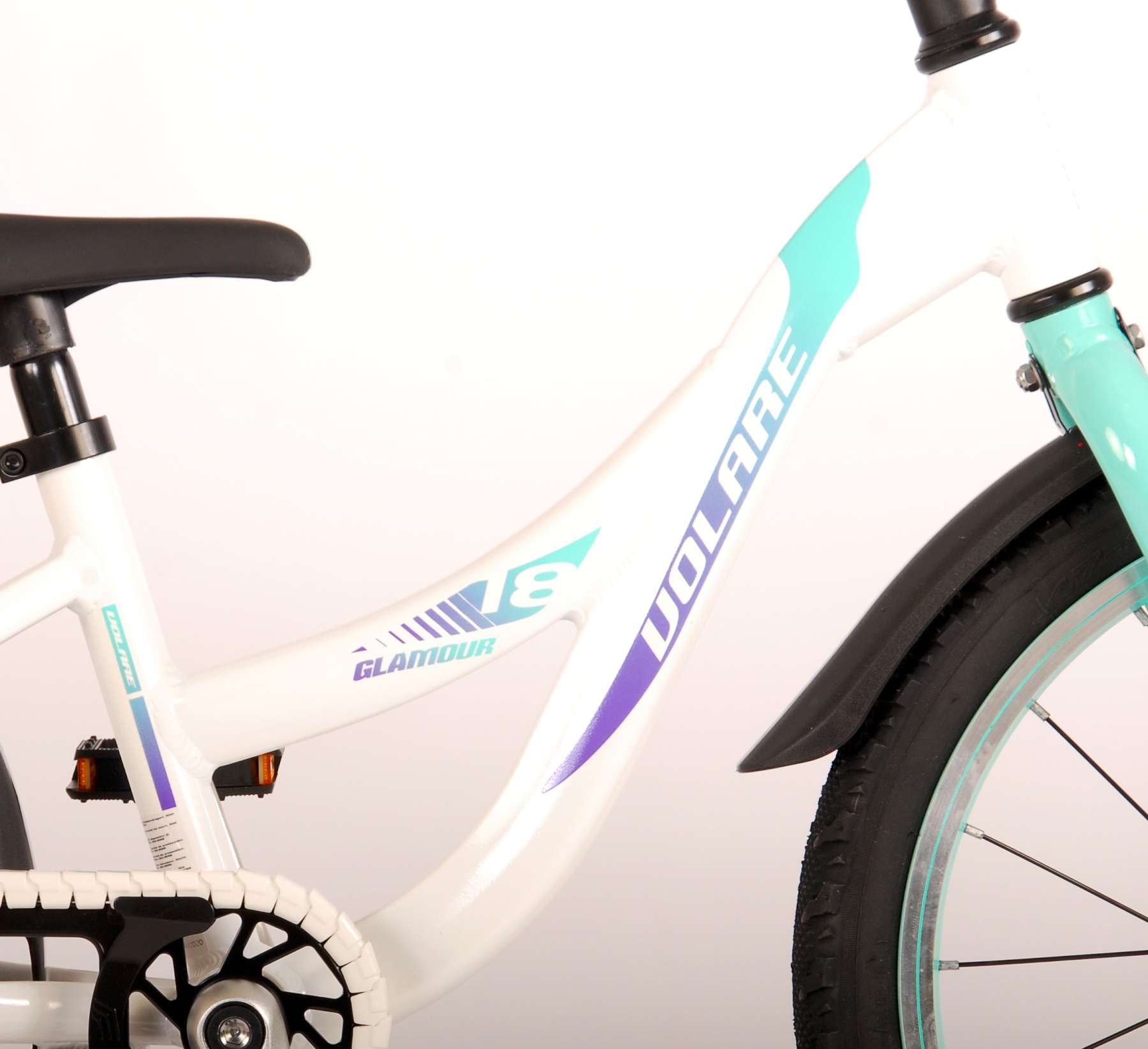 Volare Glamour Kinderfahrrad - Mädchen - 18 Zoll - Weiß/Mintgrün - Prime Collection