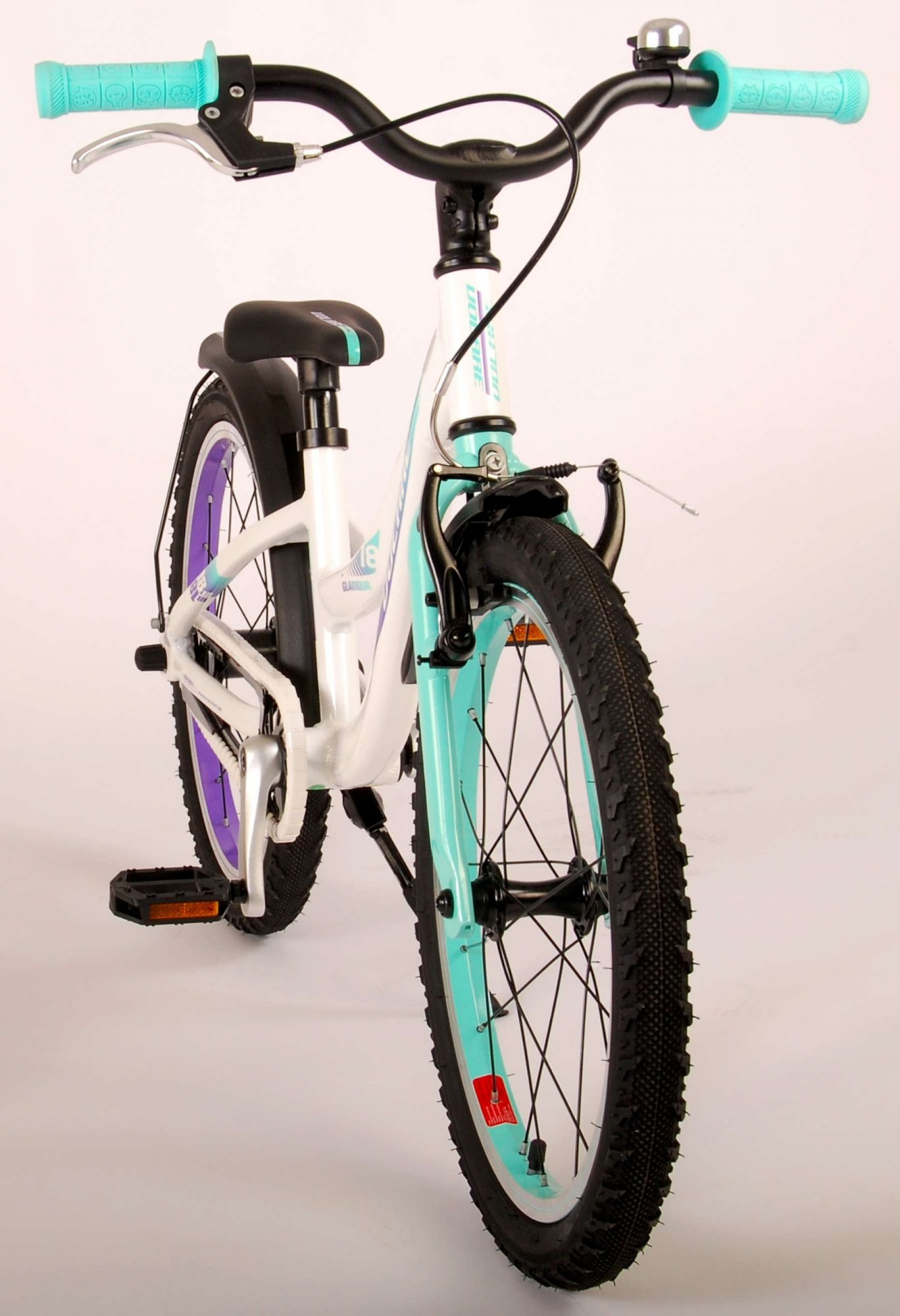 Volare Glamour Kinderfahrrad - Mädchen - 18 Zoll - Weiß/Mintgrün - Prime Collection