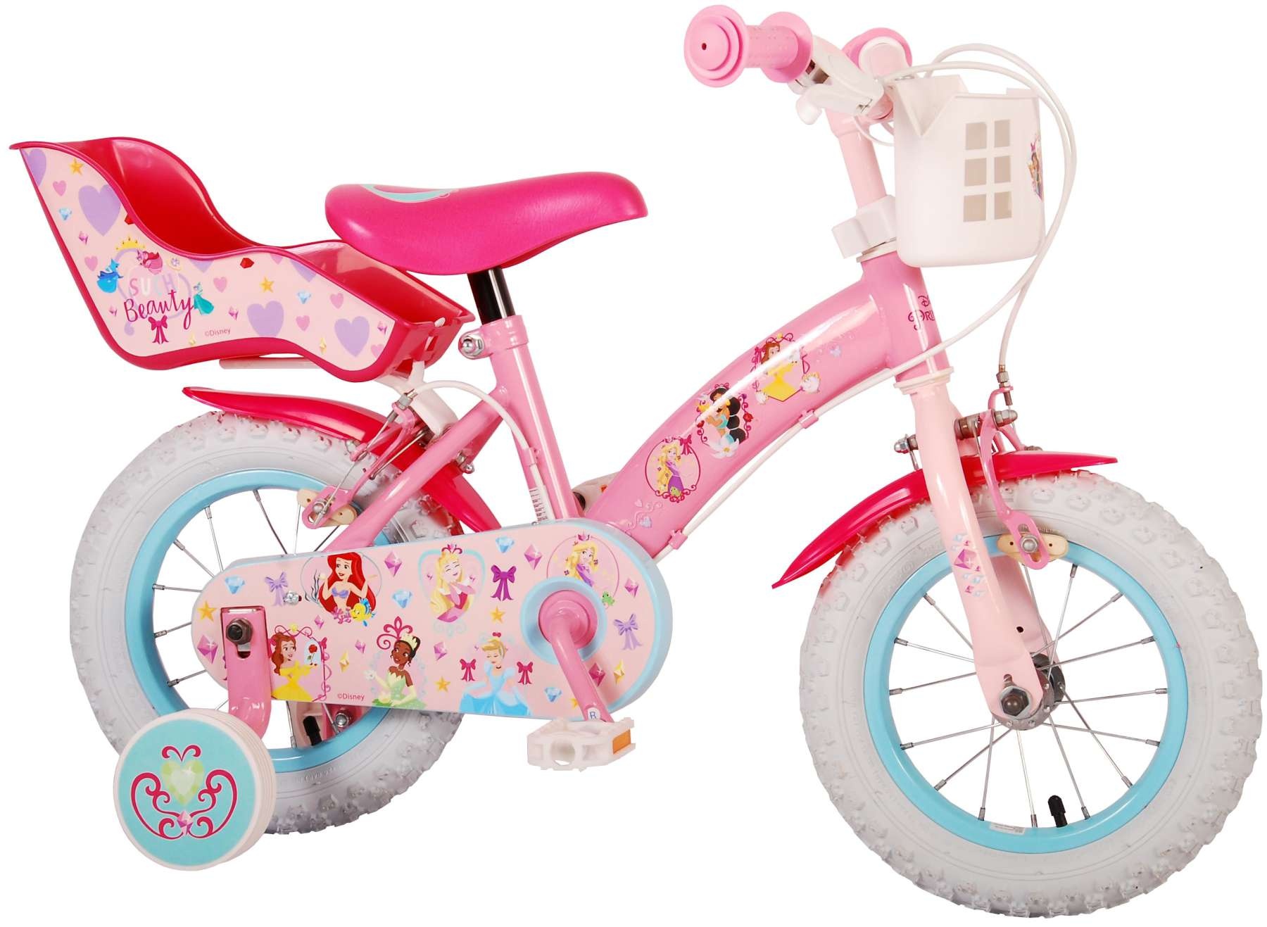 Disney Princess Kinderfahrrad - Mädchen - 12 Zoll - Rosa - Zwei Handbremsen
