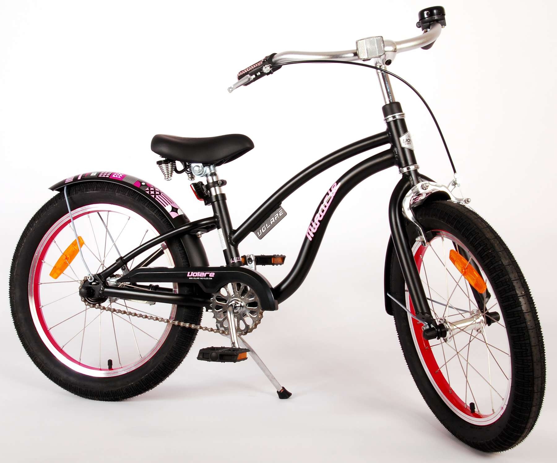 Volare Miracle Cruiser Kinderfahrrad - Mädchen - 18 Zoll - Mattschwarz - Prime Collection