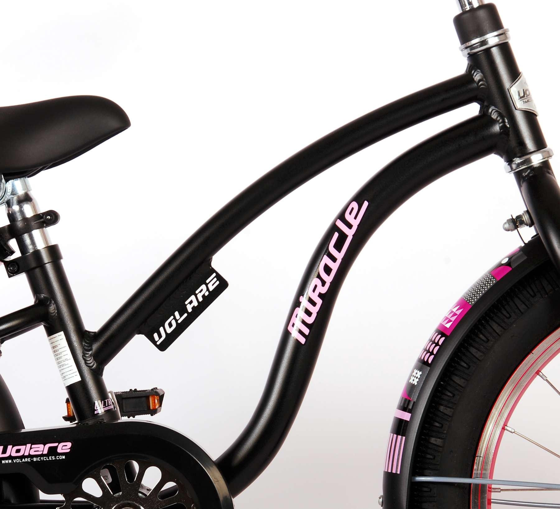 Volare Miracle Cruiser Kinderfahrrad - Mädchen - 18 Zoll - Mattschwarz - Prime Collection