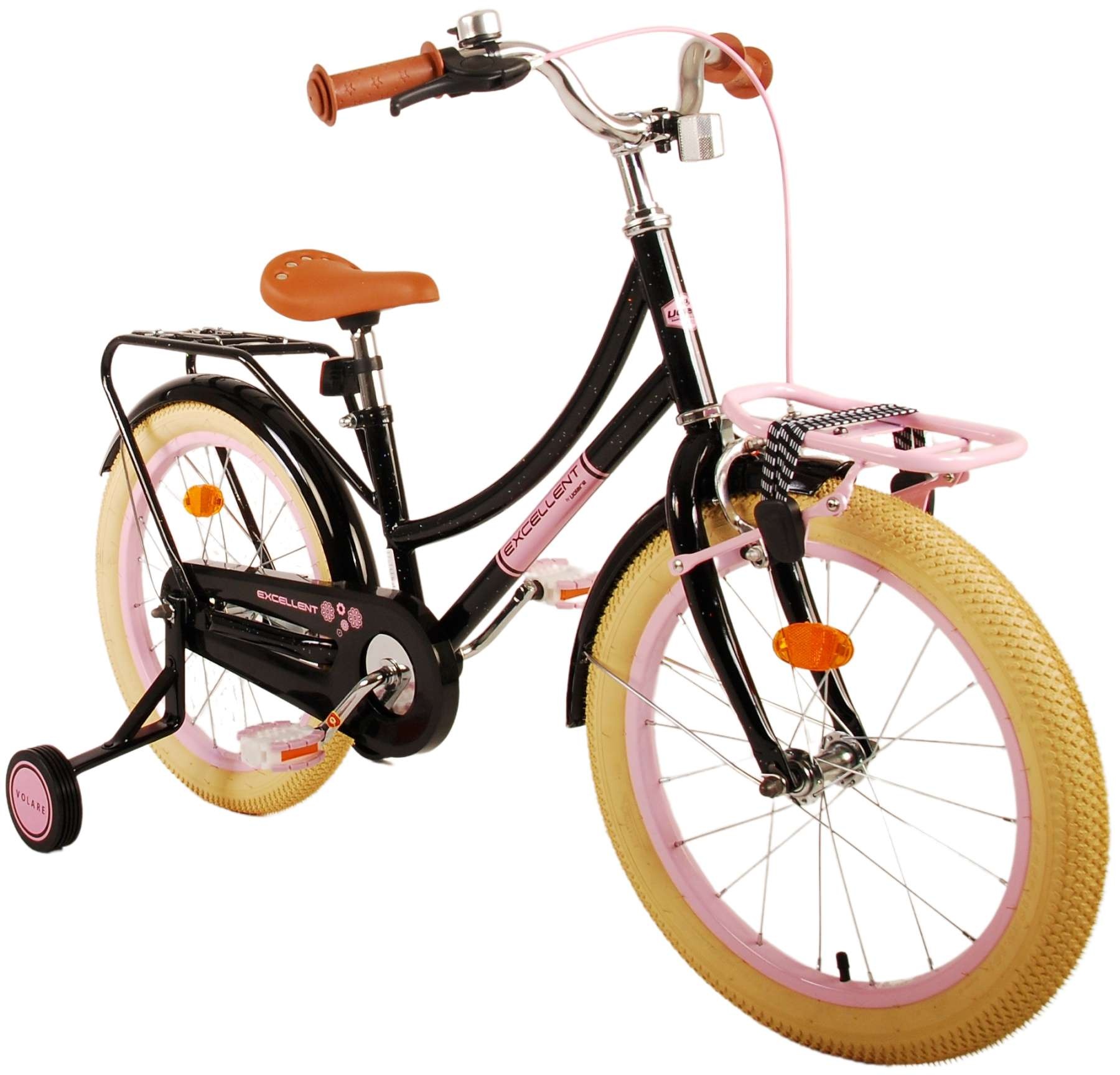 Volare Excellent Kinderfahrrad - Mädchen -18 Zoll - Schwarz - 95% zusammengebaut