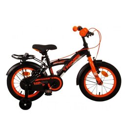Volare Thombike Kinderfahrrad - Jungen - 14 Zoll - Schwarz Orange - Zweihandbremsen