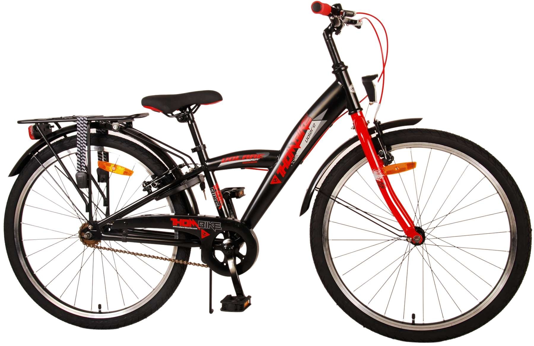 Volare Thombike Kinderfahrrad - Jungen - 24 Zoll - Schwarz Rot - Zweihandbremsen
