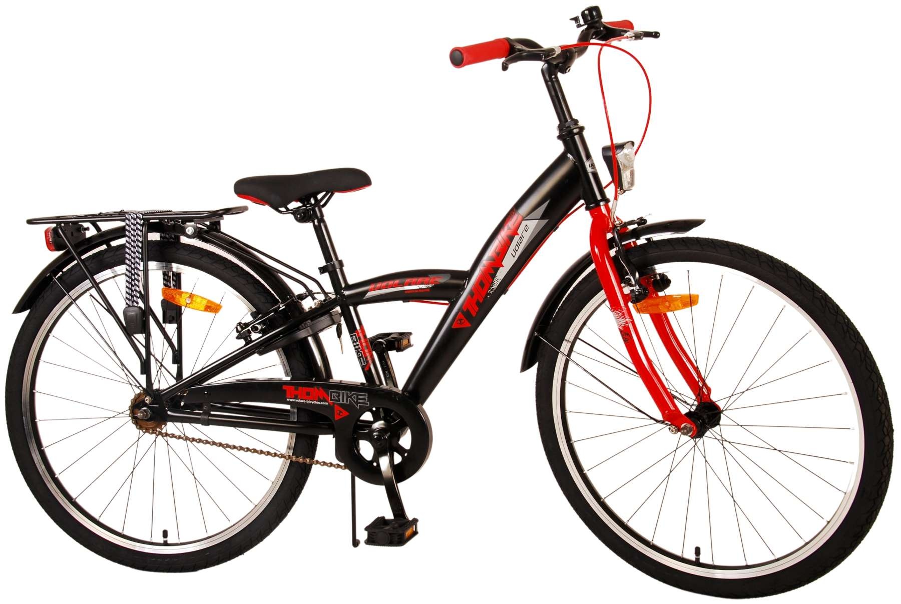 Volare Thombike Kinderfahrrad - Jungen - 24 Zoll - Schwarz Rot - Zweihandbremsen