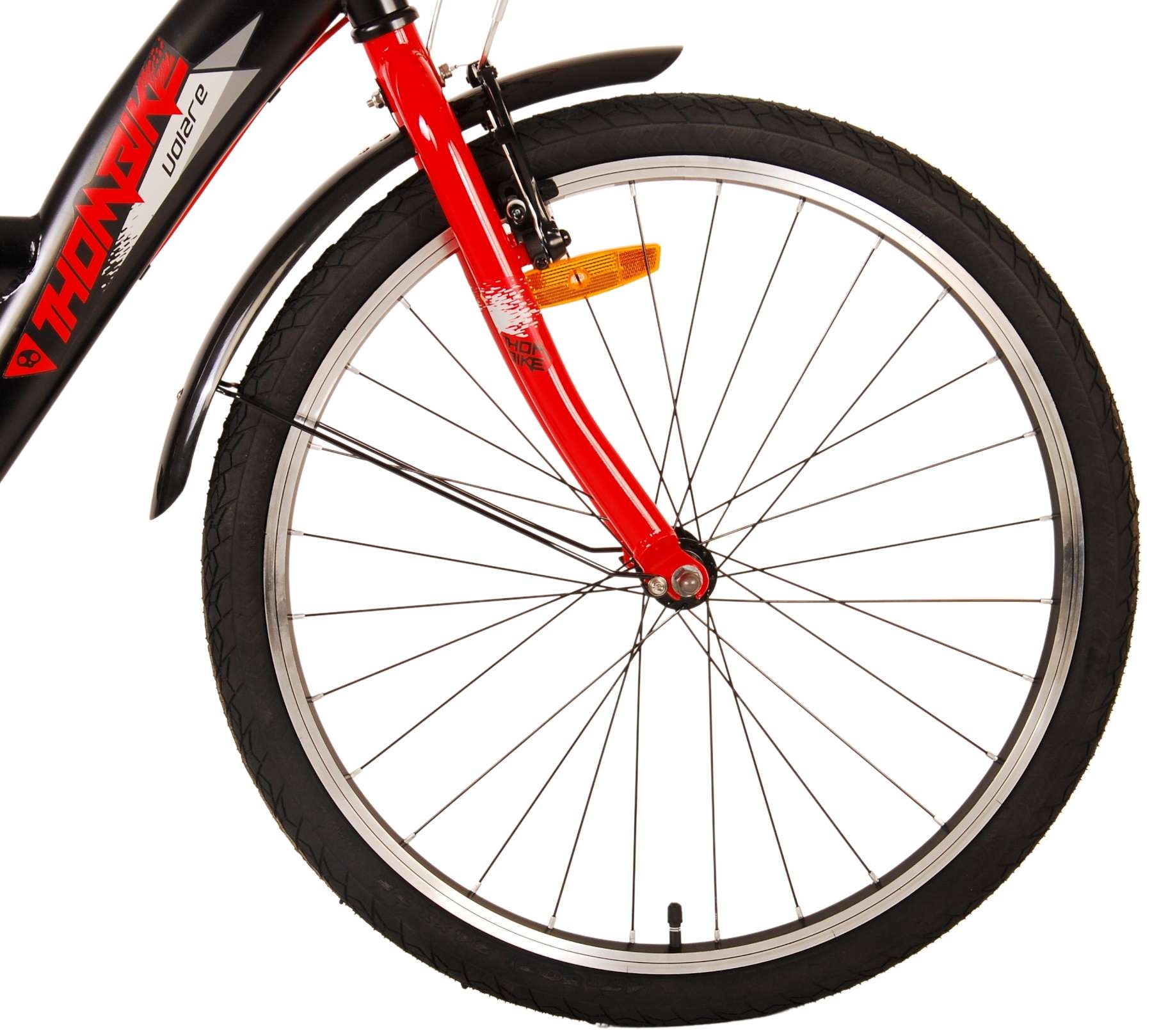 Volare Thombike Kinderfahrrad - Jungen - 24 Zoll - Schwarz Rot - Zweihandbremsen