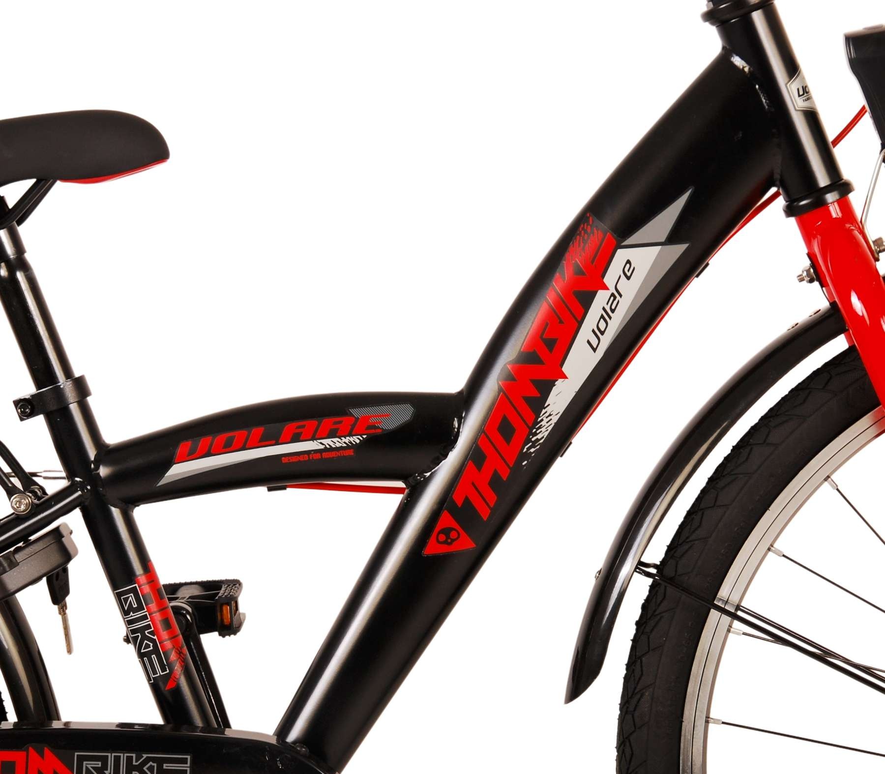 Volare Thombike Kinderfahrrad - Jungen - 24 Zoll - Schwarz Rot - Zweihandbremsen