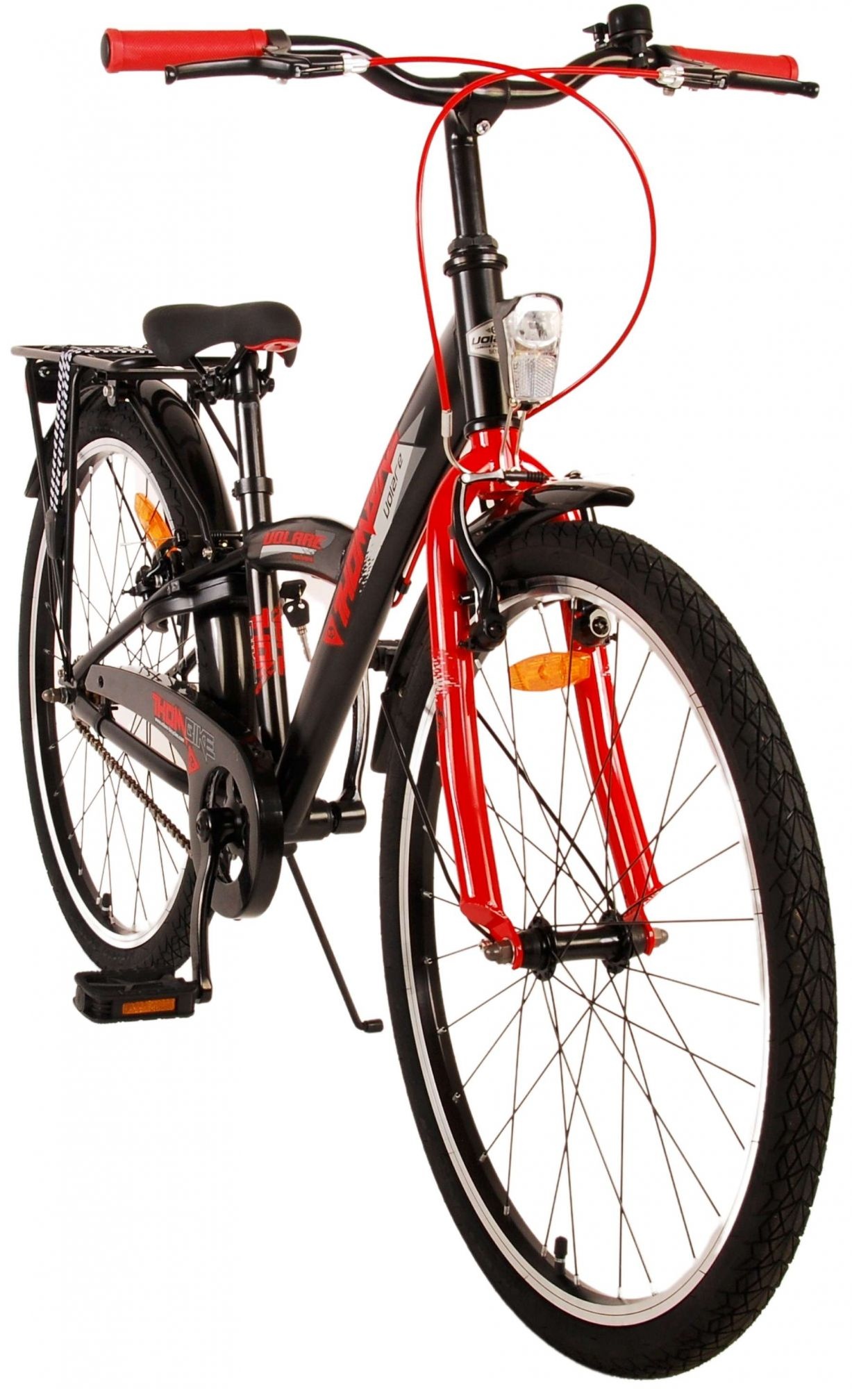 Volare Thombike Kinderfahrrad - Jungen - 24 Zoll - Schwarz Rot - Zweihandbremsen