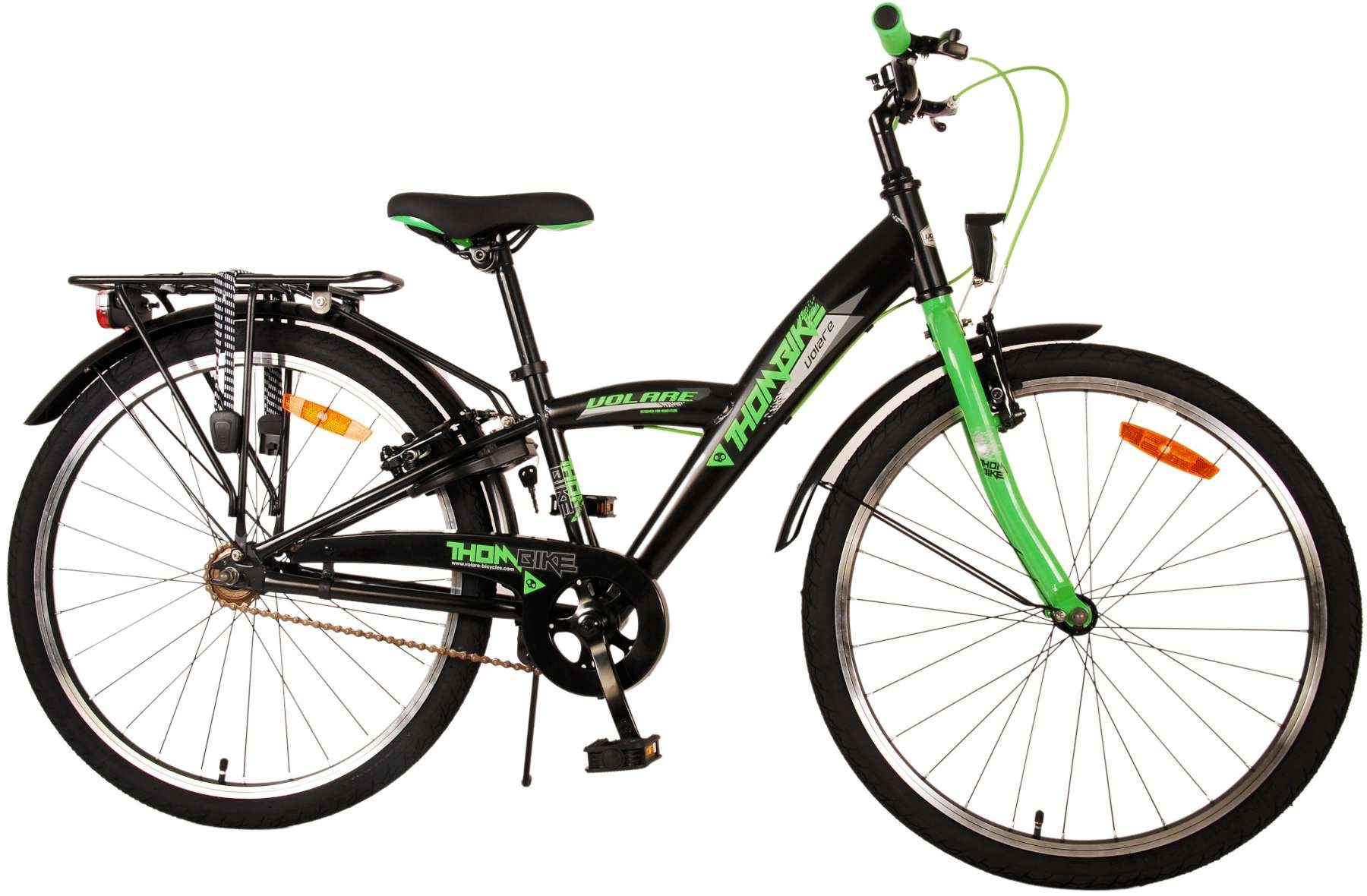 Volare Thombike Kinderfahrrad - Jungen - 24 Zoll - Schwarz Grün - Zweihandbremsen