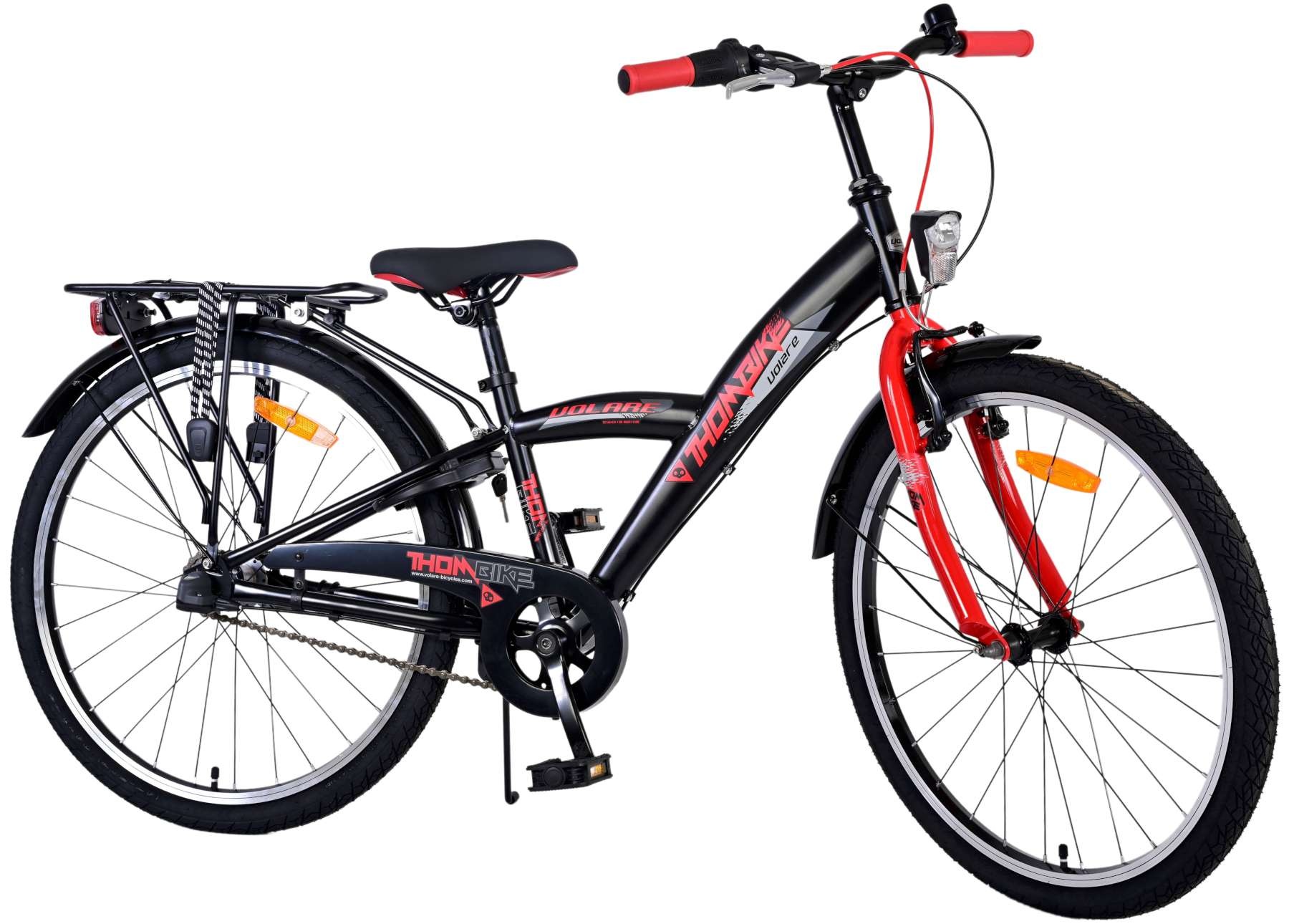 Volare Thombike Kinderfahrrad - Jungen - 24 Zoll - Schwarz Rot - 3 Gänge