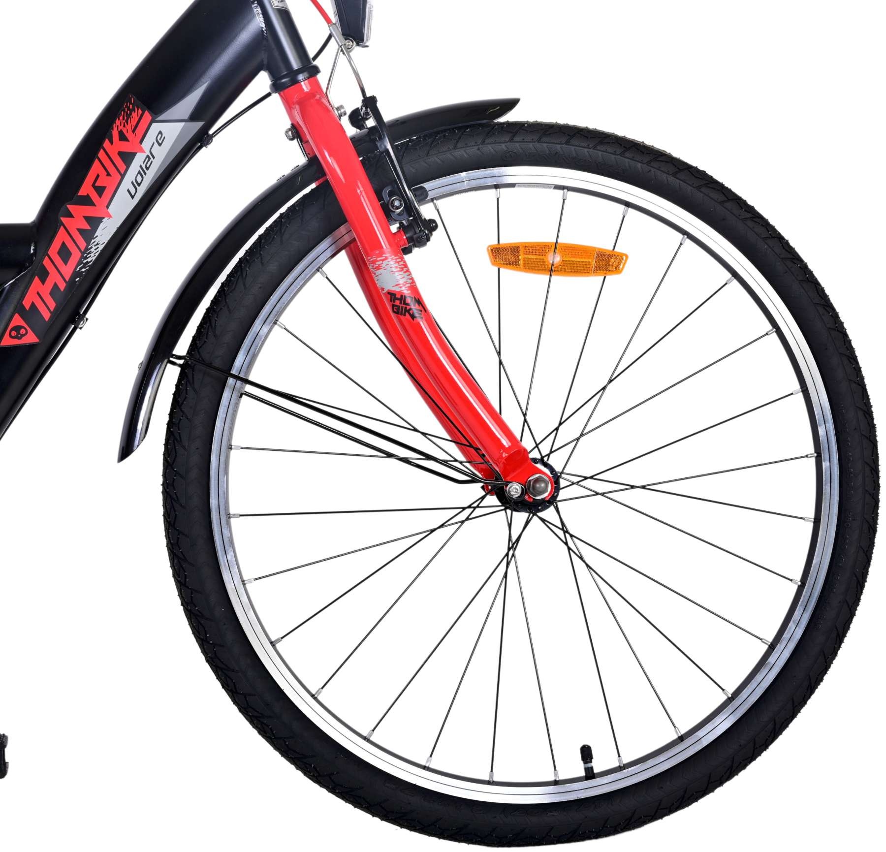 Volare Thombike Kinderfahrrad - Jungen - 24 Zoll - Schwarz Rot - 3 Gänge
