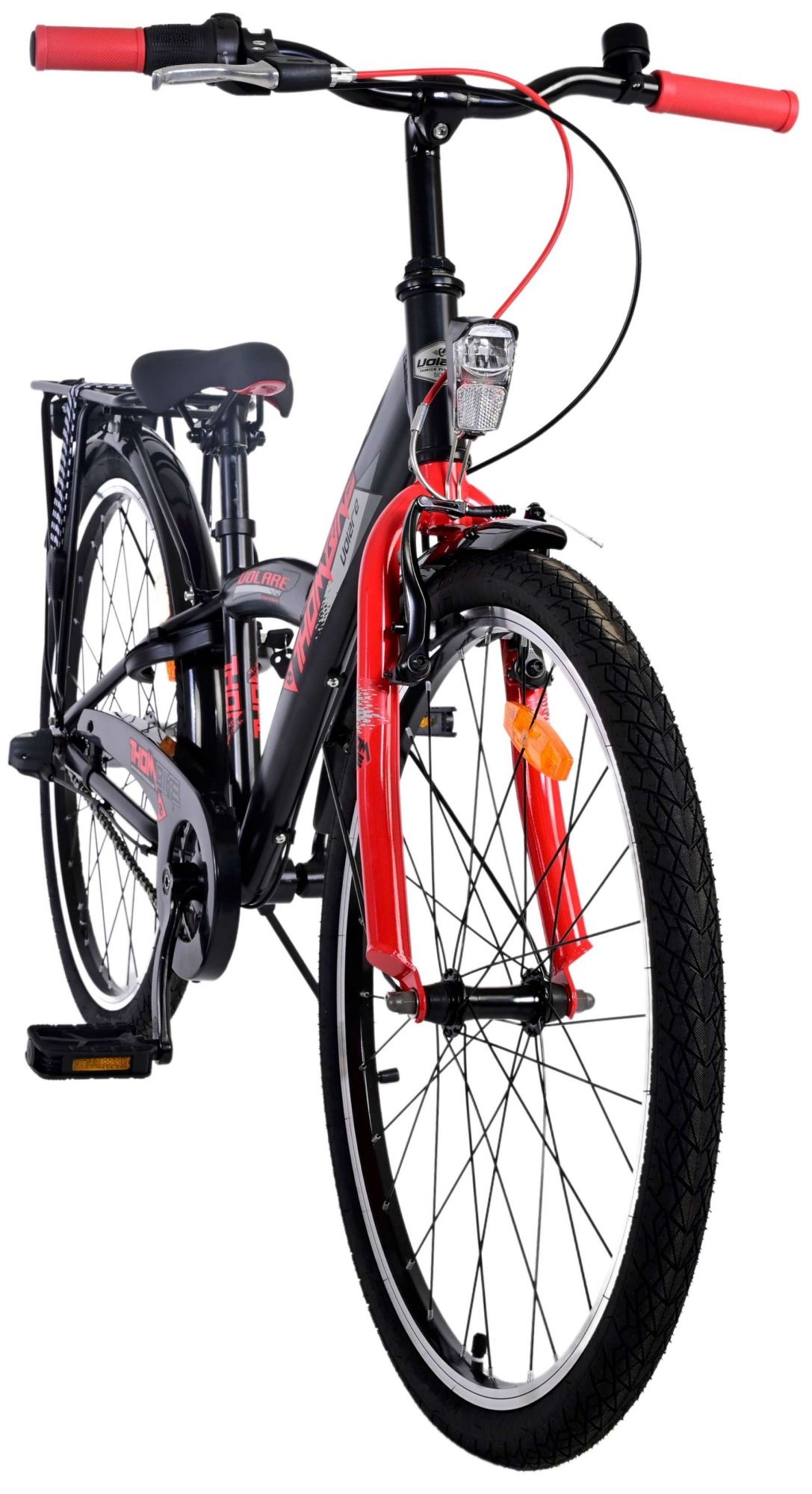 Volare Thombike Kinderfahrrad - Jungen - 24 Zoll - Schwarz Rot - 3 Gänge