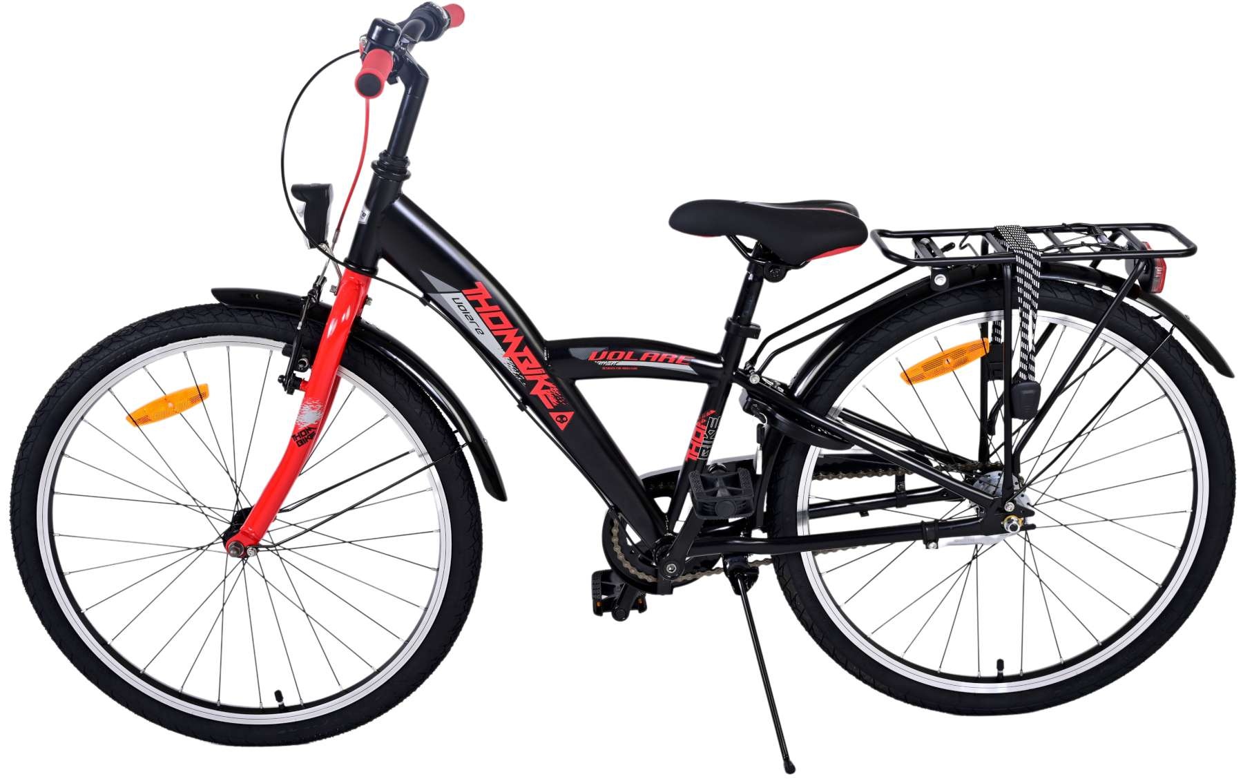 Volare Thombike Kinderfahrrad - Jungen - 24 Zoll - Schwarz Rot - 3 Gänge