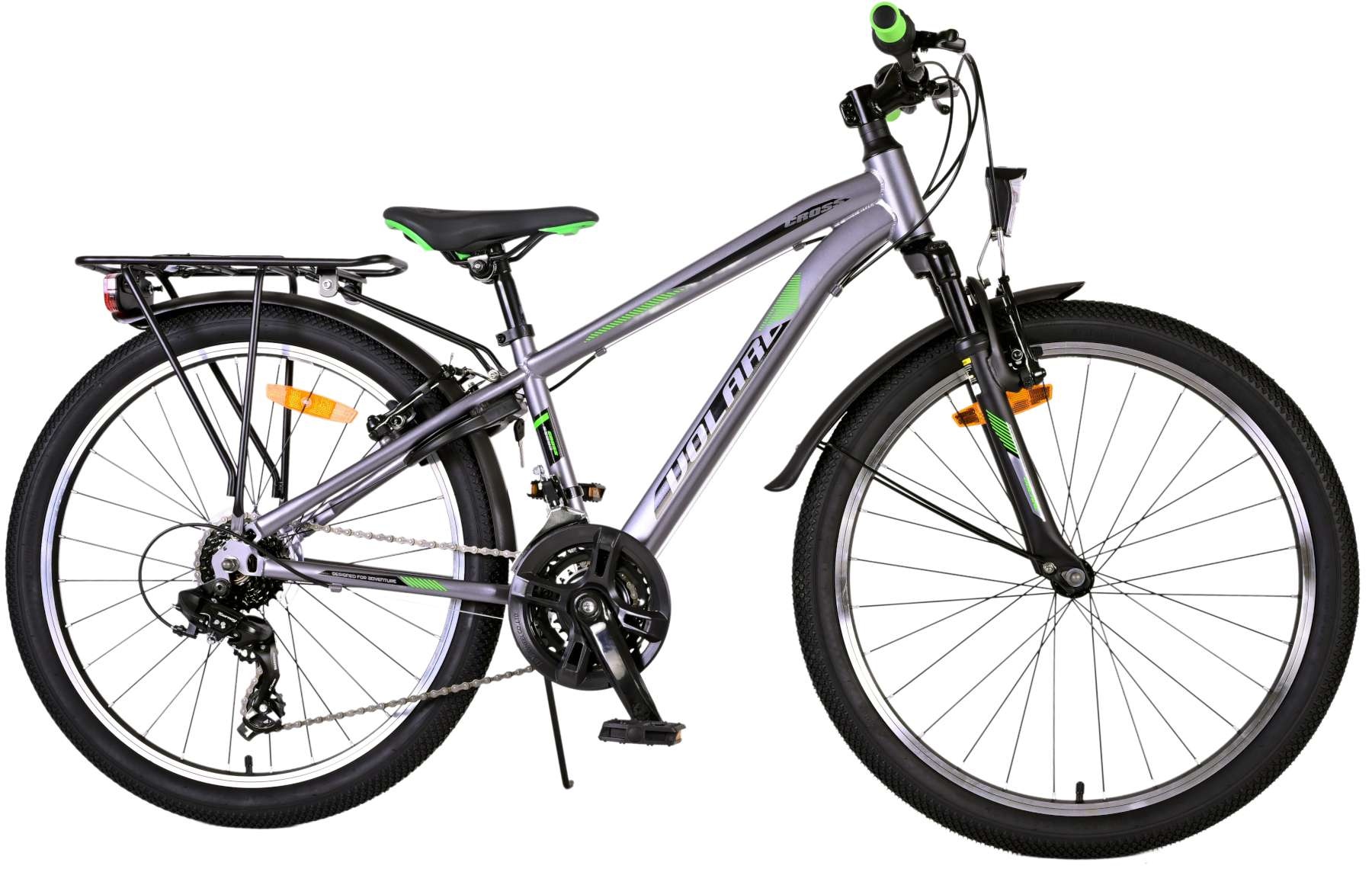 Volare Cross Kinderfahrrad - Jungen - 24 Zoll - Grau - 18-Gang - Zweihandbremsen