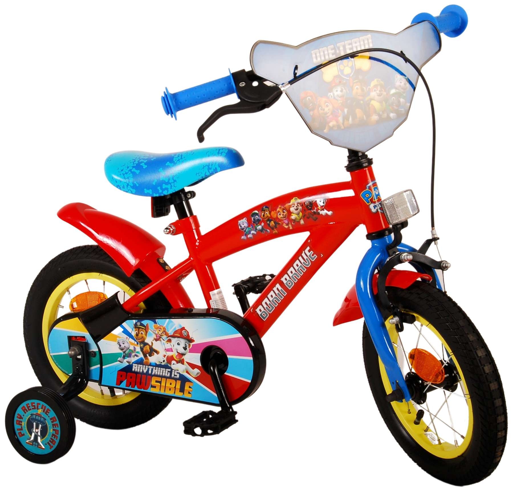 Paw Patrol Kinderfahrrad - Jungen - 12 Zoll - Rot / Blau