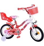 Volare Lovely Kinderfahrrad - Mädchen - 14 Zoll - Rot Weiß - 2 Handbremsen