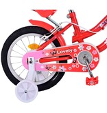 Volare Lovely Kinderfahrrad - Mädchen - 14 Zoll - Rot Weiß - 2 Handbremsen