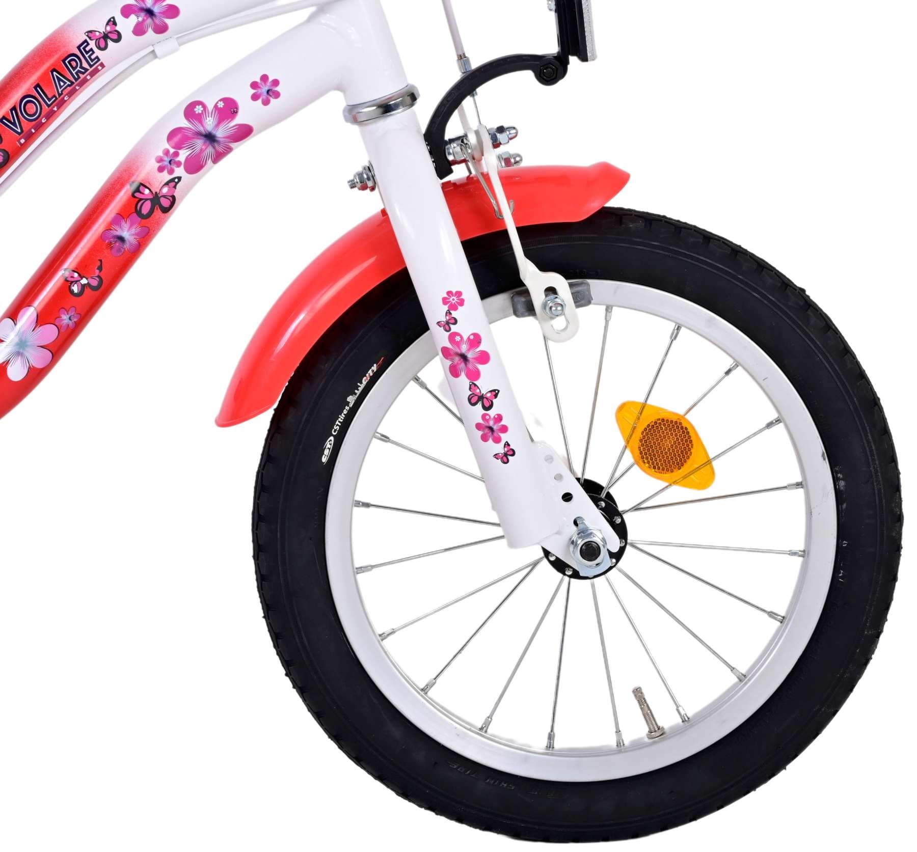 Volare Lovely Kinderfahrrad - Mädchen - 14 Zoll - Rot Weiß - 2 Handbremsen