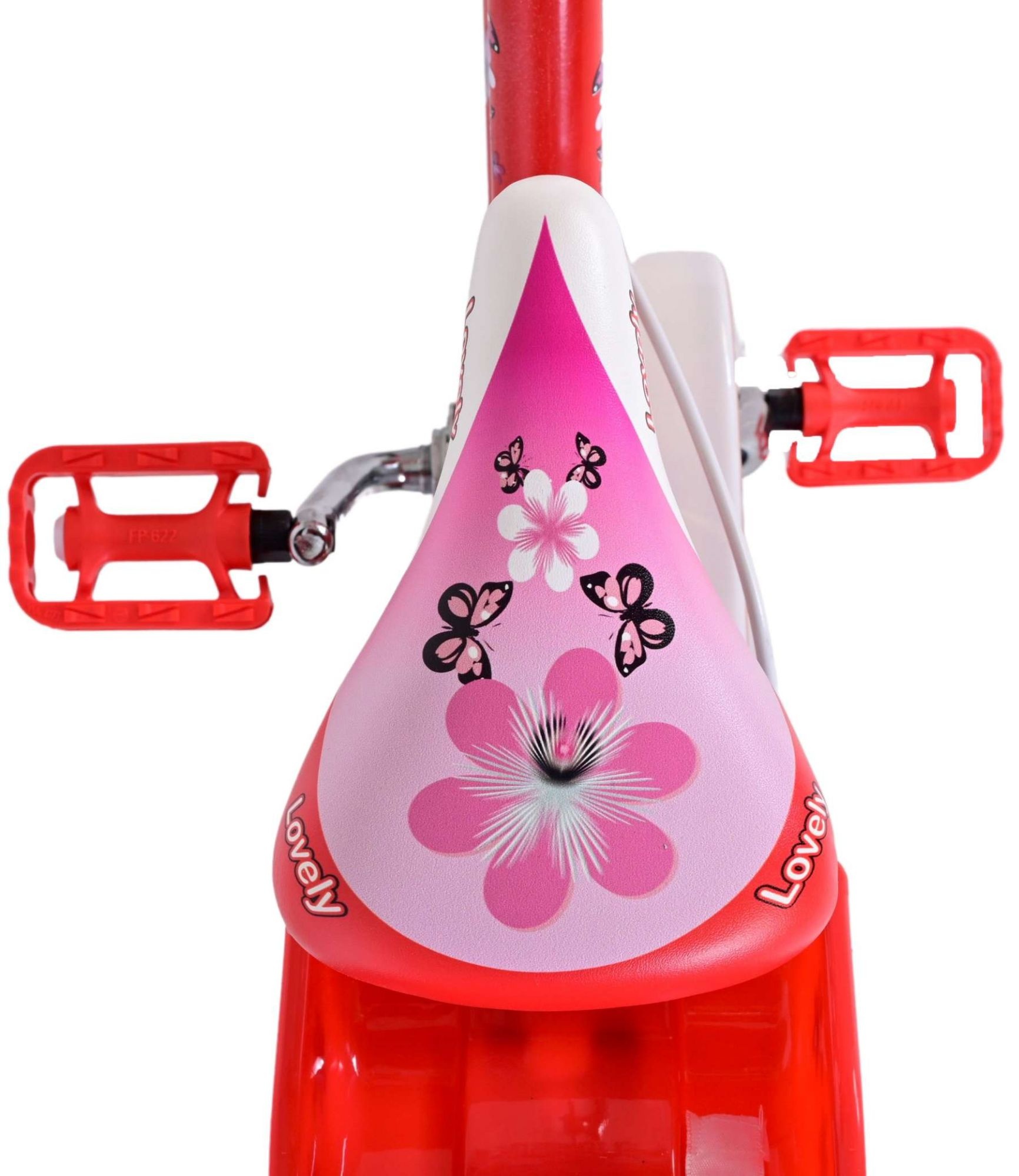 Volare Lovely Kinderfahrrad - Mädchen - 14 Zoll - Rot Weiß - 2 Handbremsen