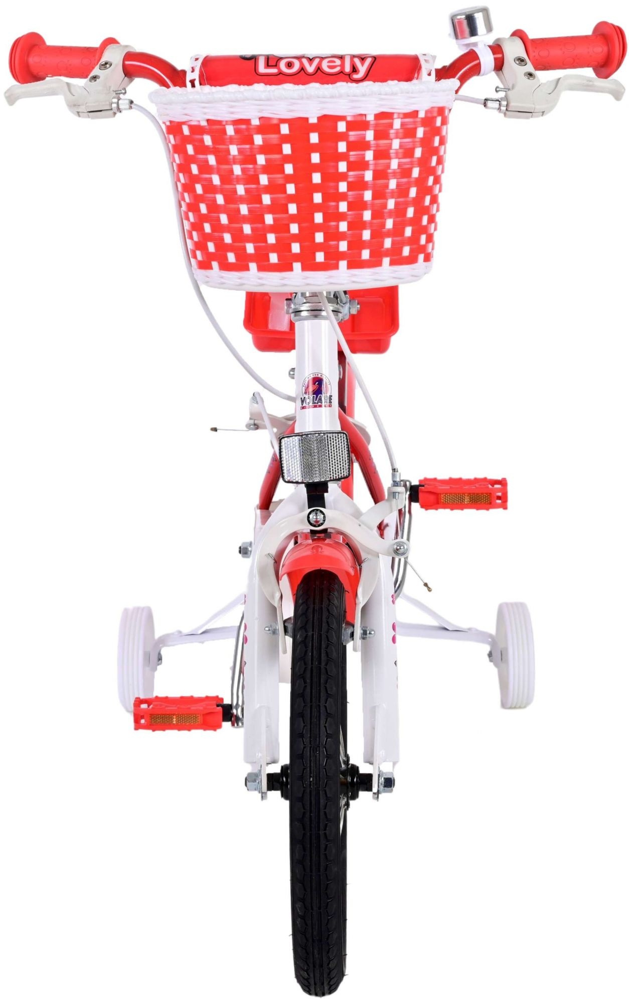 Volare Lovely Kinderfahrrad - Mädchen - 14 Zoll - Rot Weiß - 2 Handbremsen