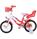 Volare Lovely Kinderfahrrad - Mädchen - 14 Zoll - Rot Weiß - 2 Handbremsen