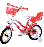 Volare Lovely Kinderfahrrad - Mädchen - 14 Zoll - Rot Weiß - 2 Handbremsen