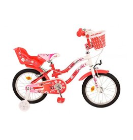 Volare Lovely Kinderfahrrad - Mädchen - 16 Zoll - Rot Weiß - 2 Handbremsen