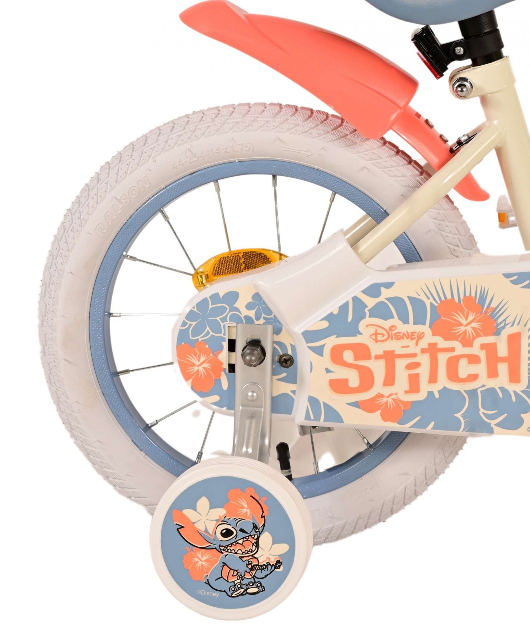 Disney Stitch Kinderfahrrad - Mädchen - 14 Zoll - Creme Koralle Blau