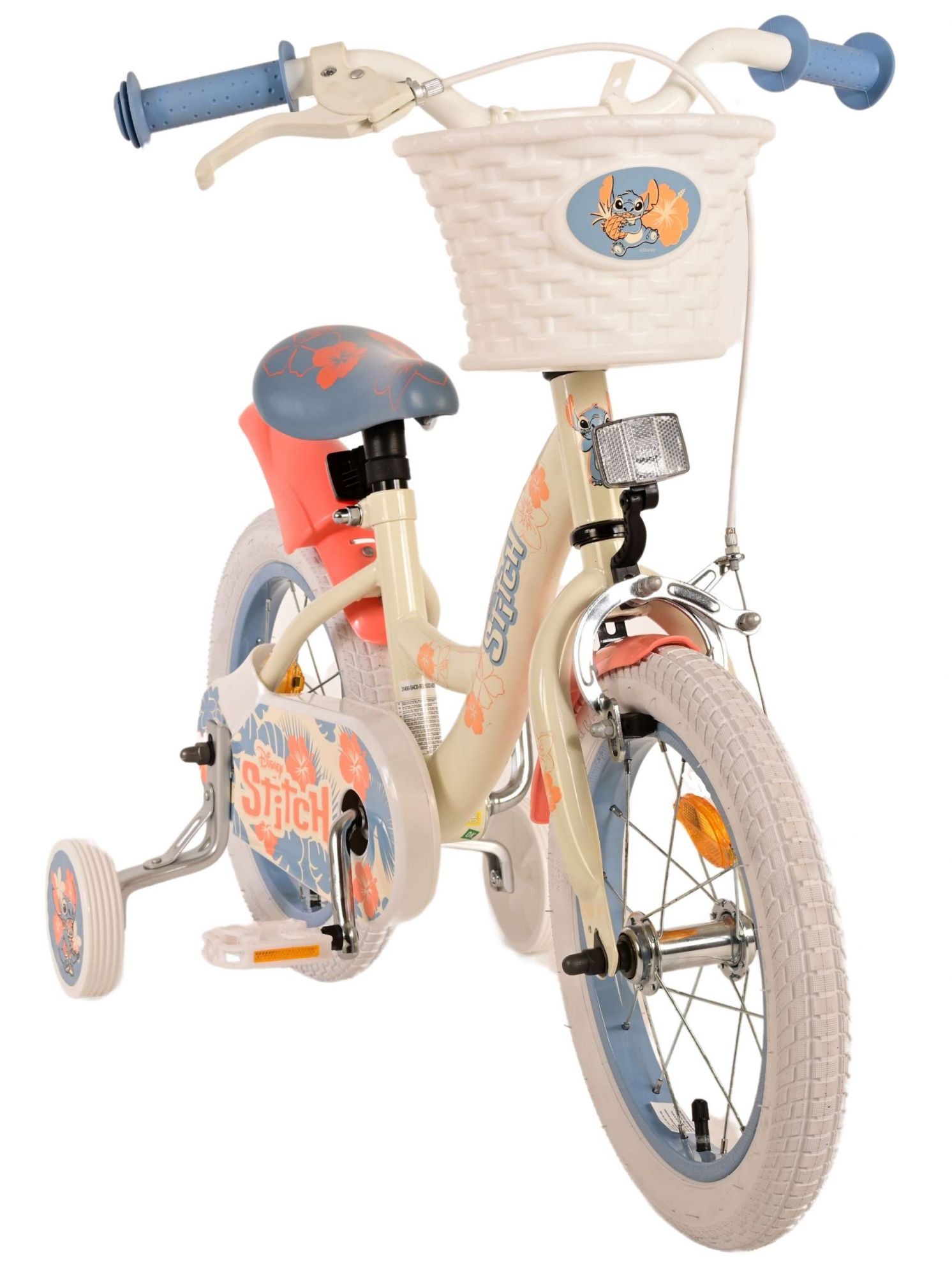 Disney Stitch Kinderfahrrad - Mädchen - 14 Zoll - Creme Koralle Blau