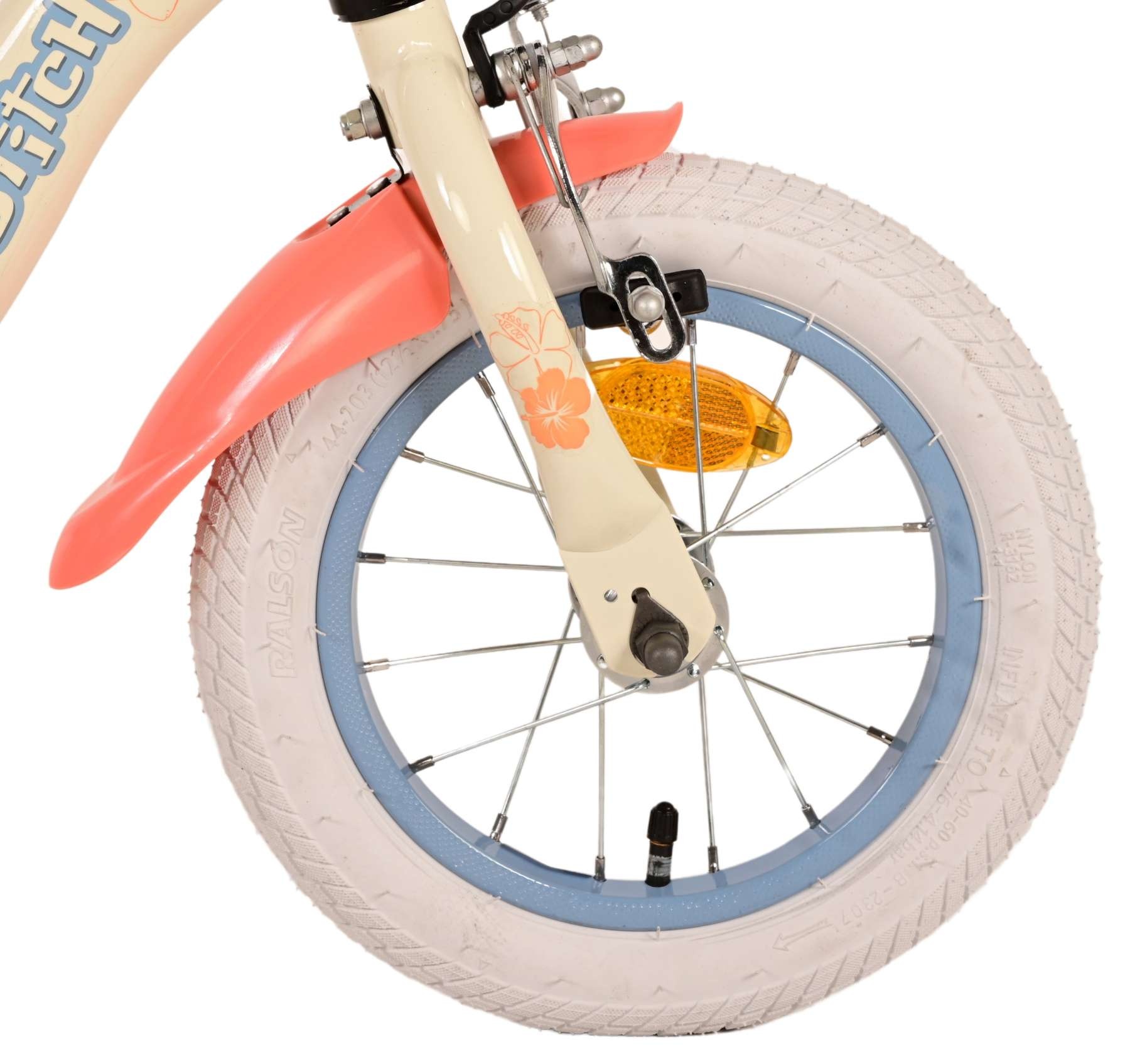 Disney Stitch Kinderfahrrad - Mädchen - 12 Zoll - Creme Koralle Blau