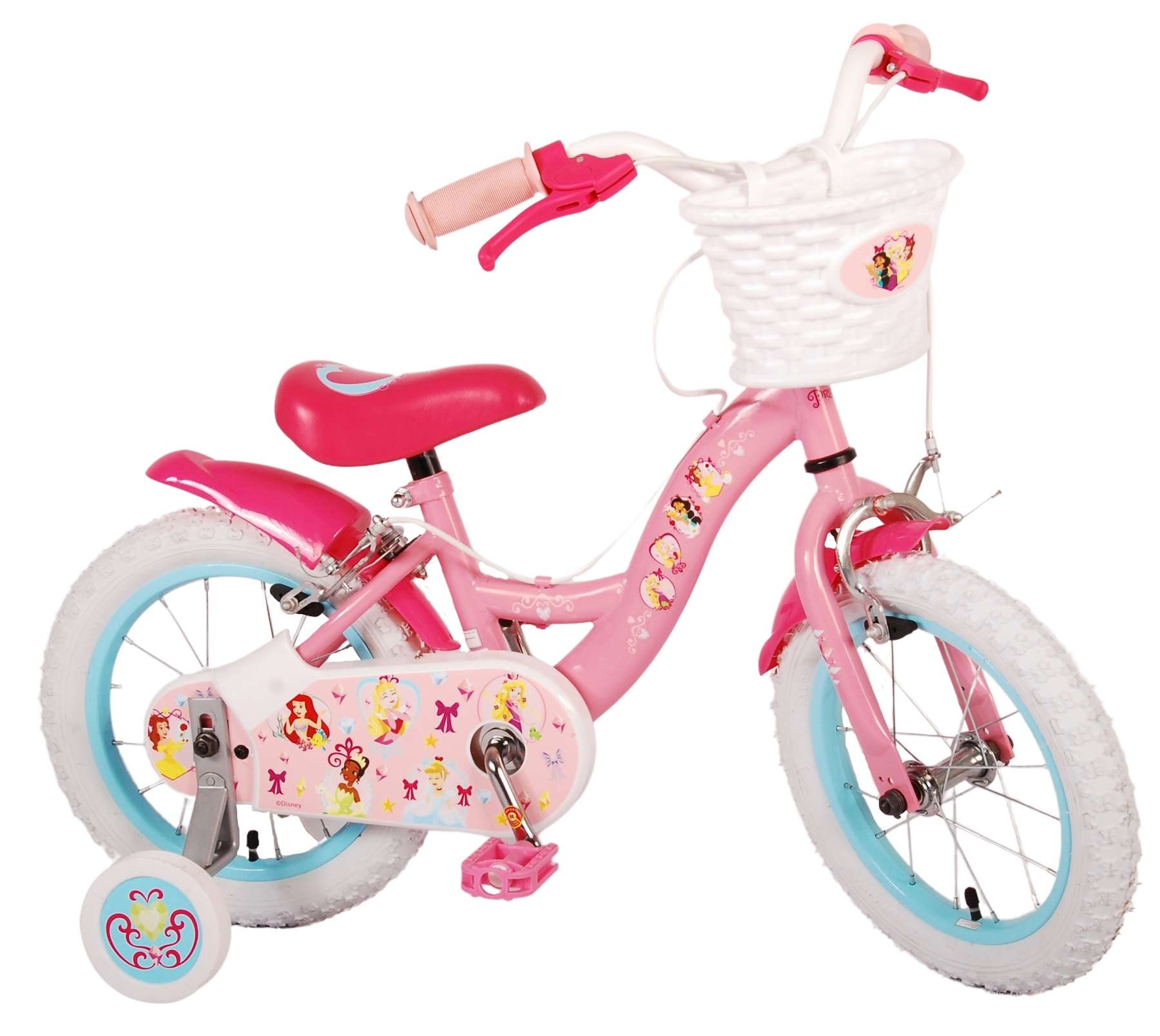 Disney Princess Kinderfahrrad - Mädchen - 14 Zoll - Rosa - Zweihandbremsen