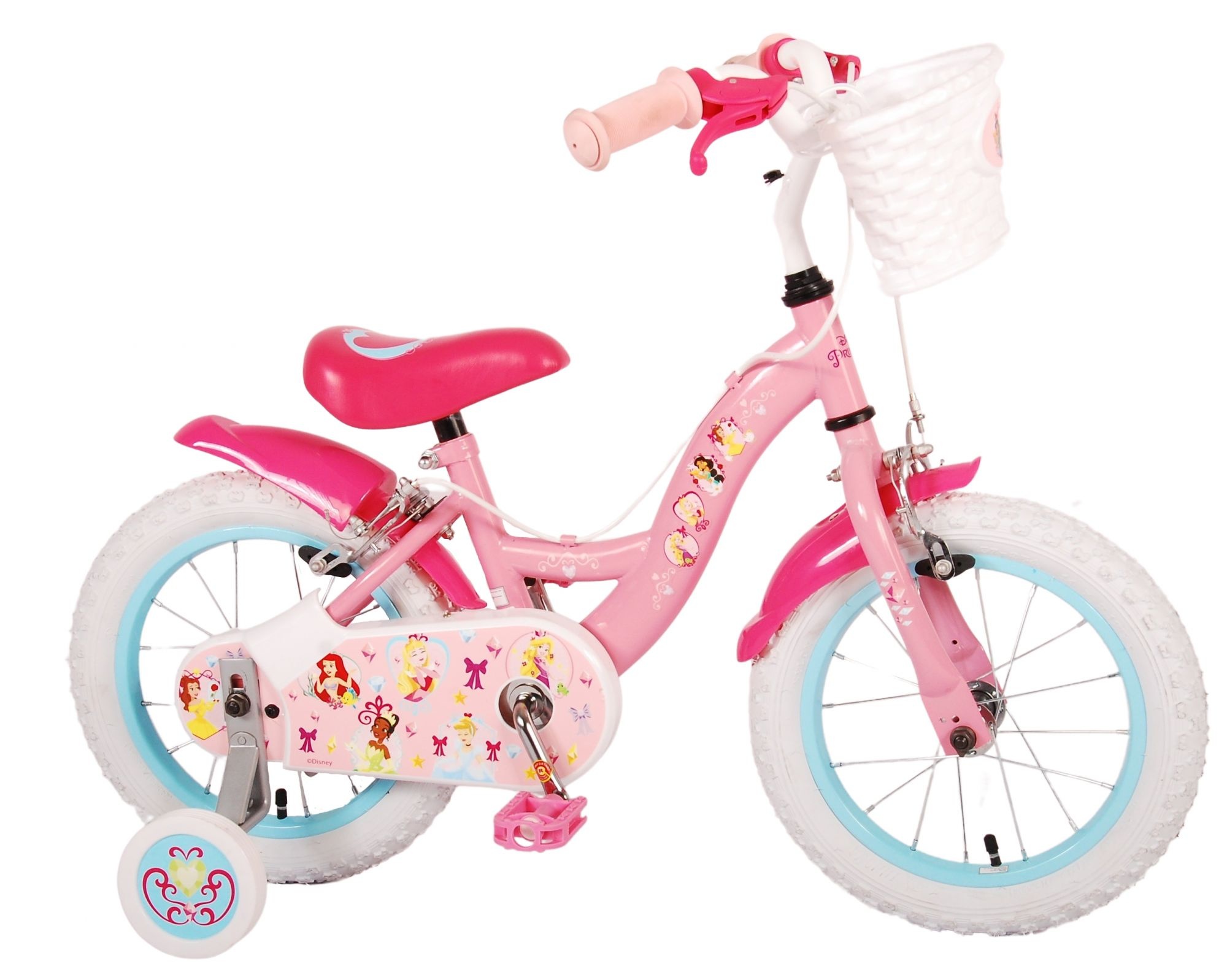 Disney Princess Kinderfahrrad - Mädchen - 14 Zoll - Rosa - Zweihandbremsen