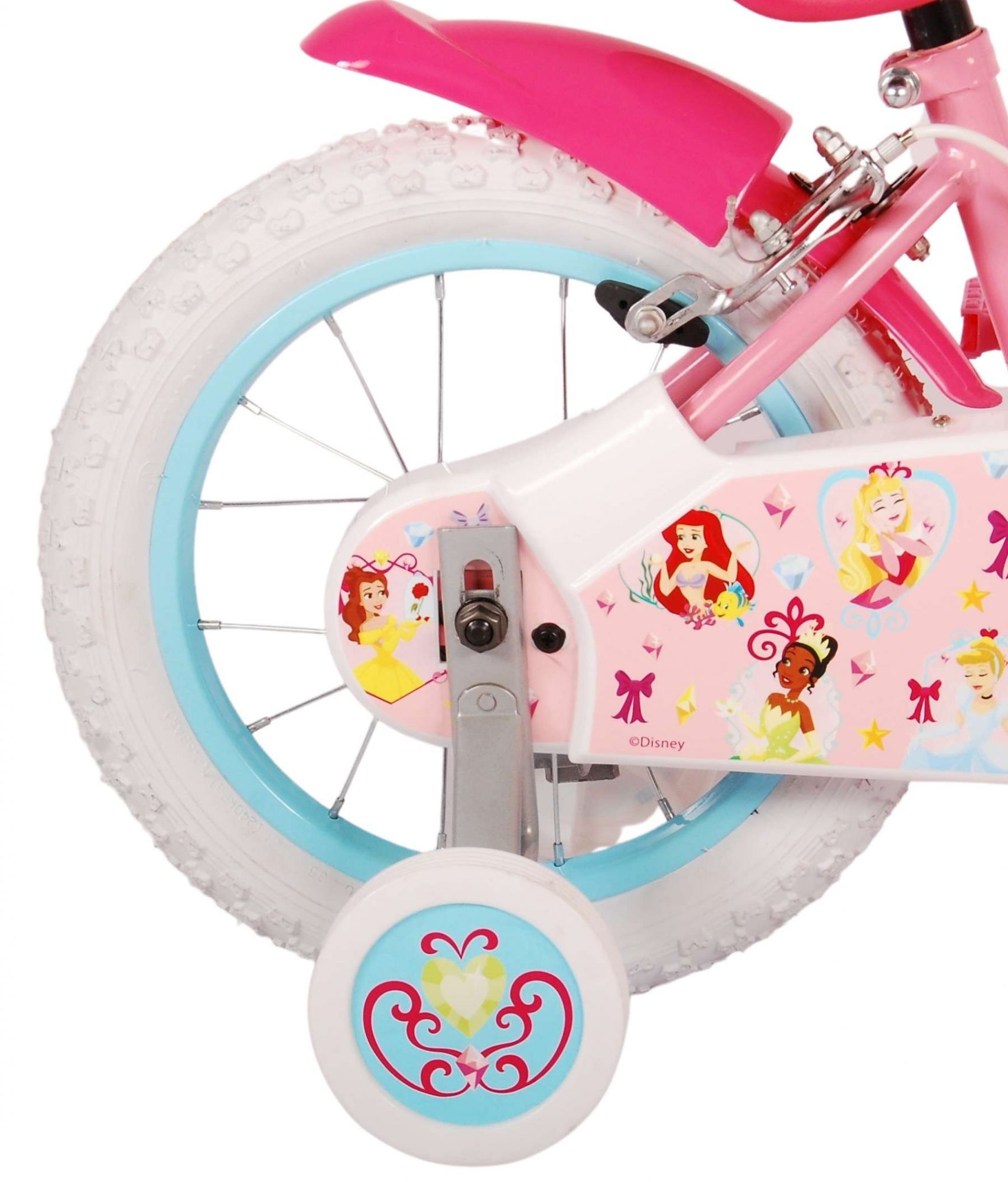 Disney Princess Kinderfahrrad - Mädchen - 14 Zoll - Rosa - Zweihandbremsen