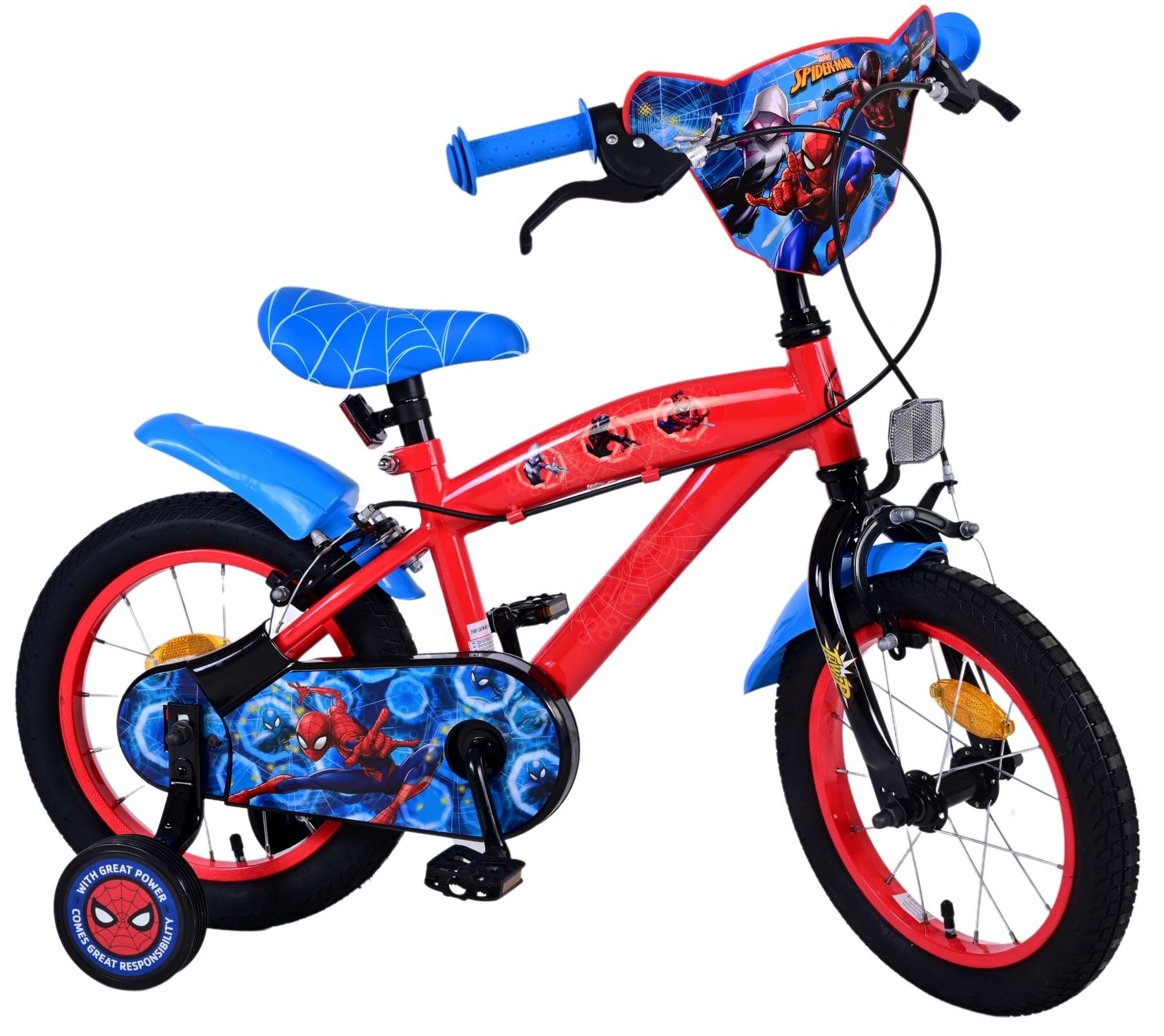 Ultimate Spider-Man Kids bike - Boys - 14 inch - Blue/Red - Two hand brakes